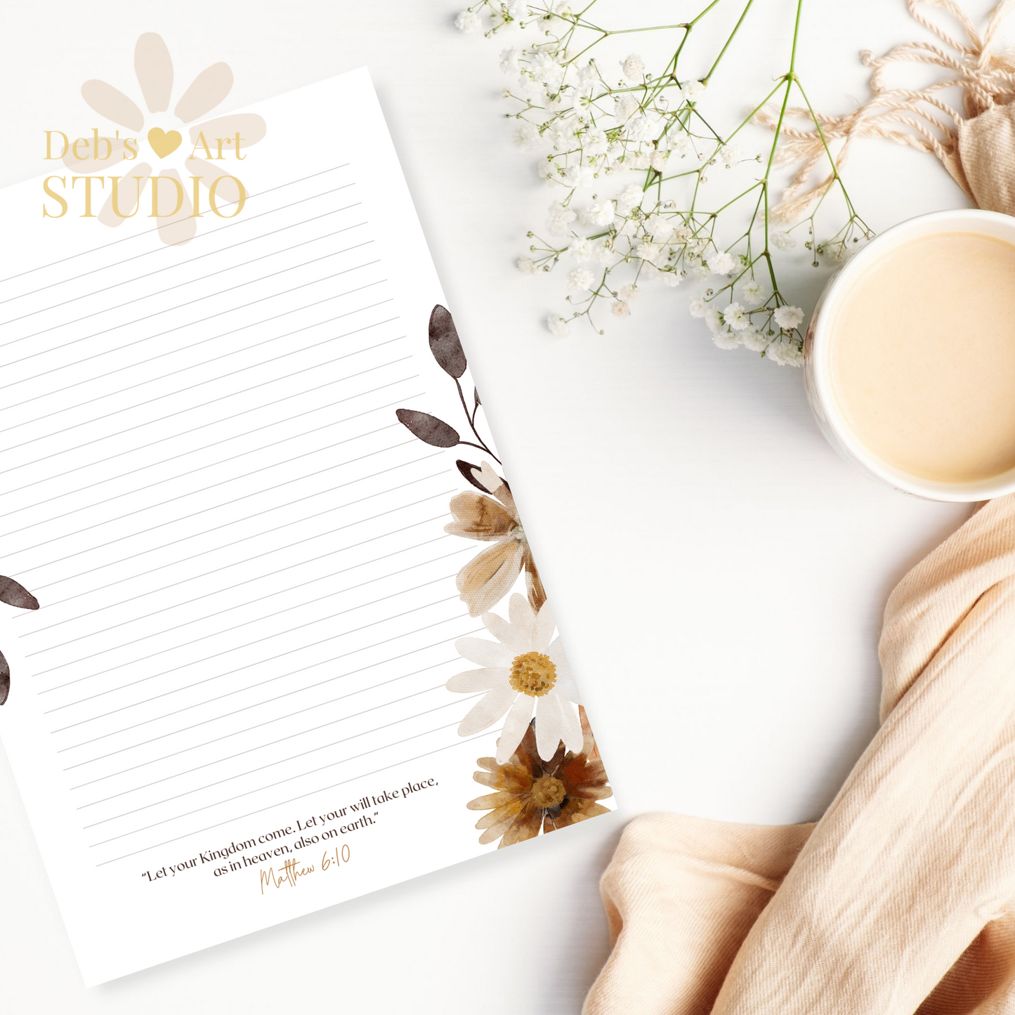 Matthew 6:10, JW Letter Writing Paper | Notepaper | Fall Boho Flowers