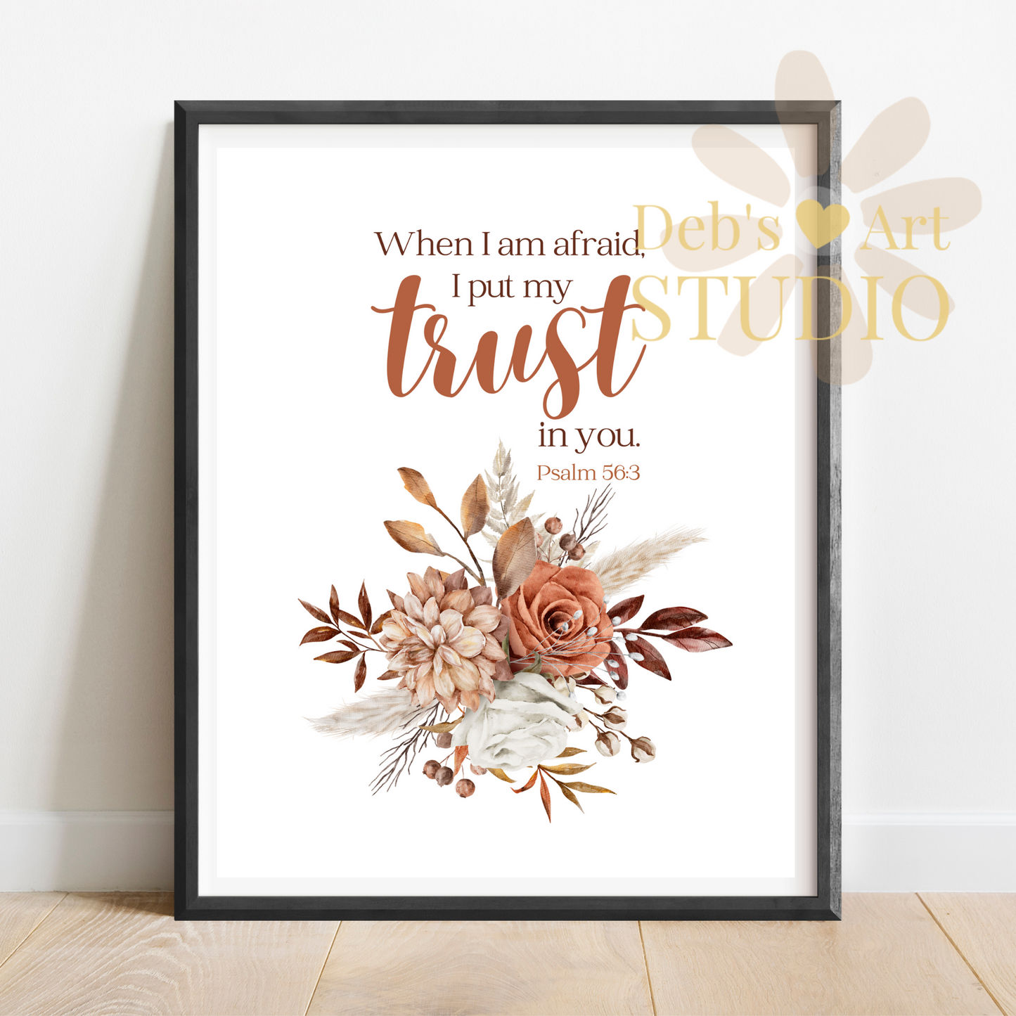 2024 JW Year Text - Bible Verse Wall Art | Psalm 56:3 | Boho Dried Flowers