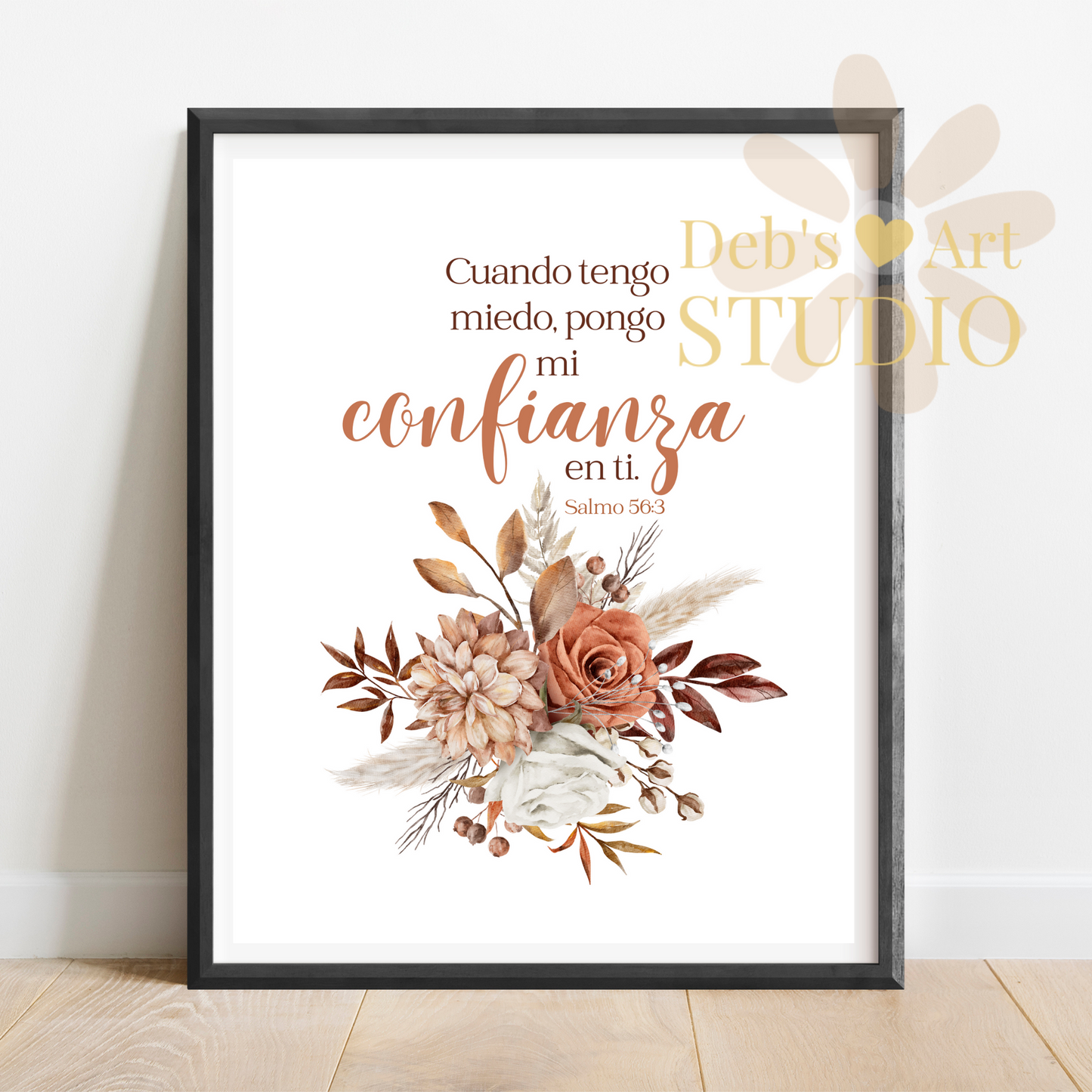 2024 JW Year Text - Spanish Bible Verse Wall Art | Salmo 56:3 | Boho Dried Flowers