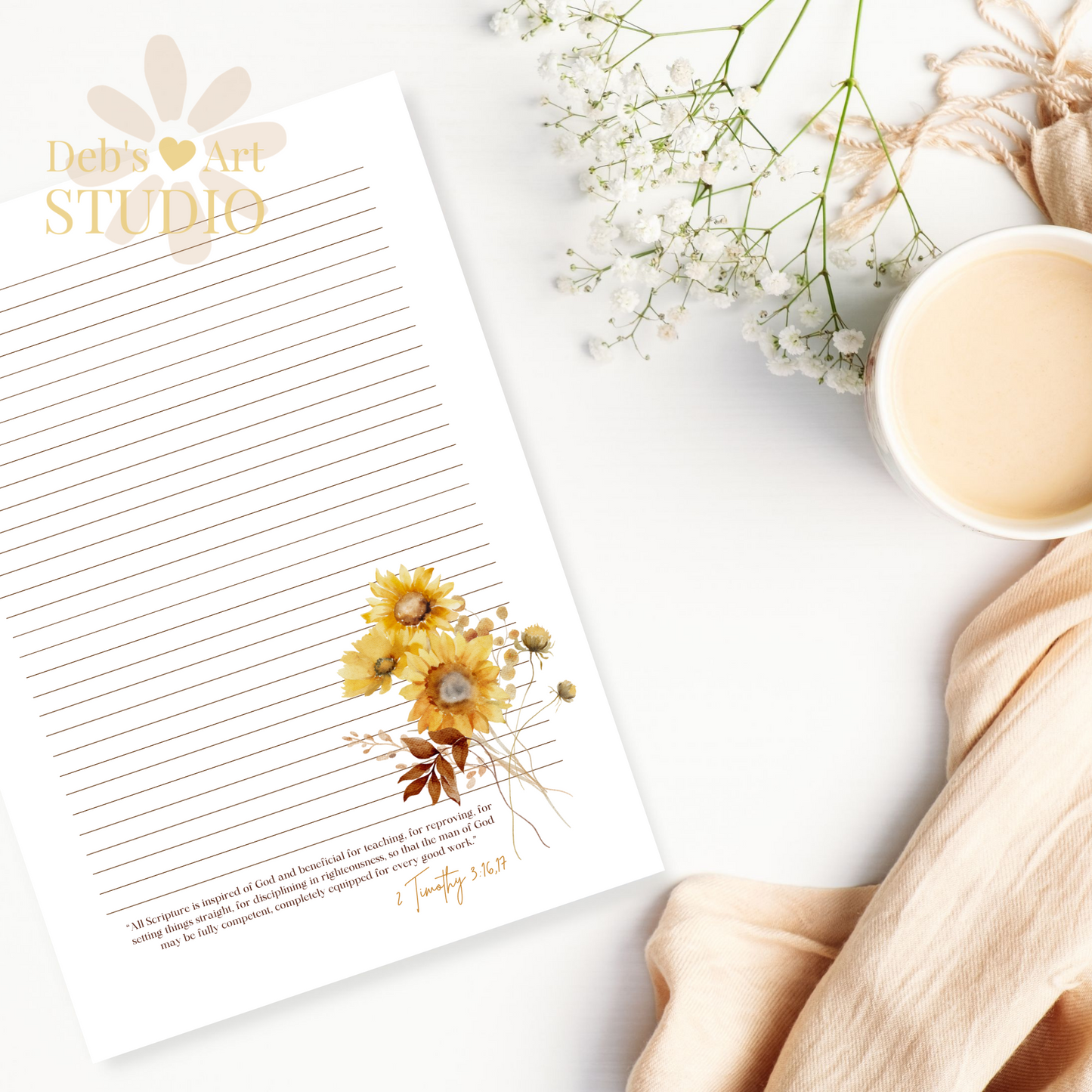 2 Timothy 3:16,17, JW Letter Writing Paper | JW Printable | Sunflowers