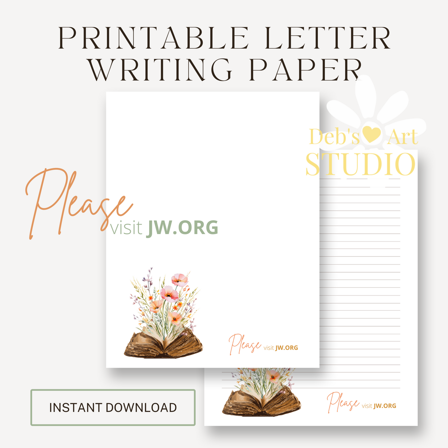 Visit jw.org, JW Letter Writing Paper | Note | Bible Peach flowers