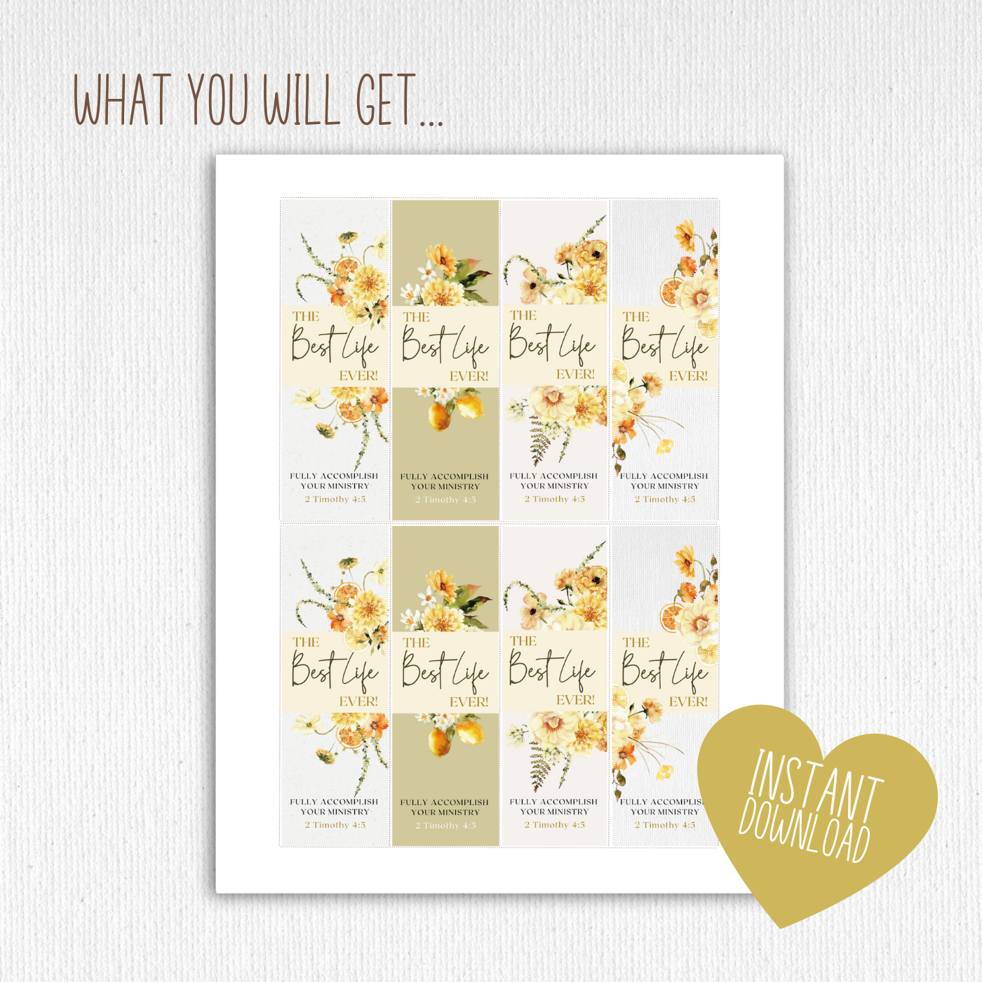 Best Life Ever | JW Gifts | Baptism | JW Bookmark | Lemon Boho Flowers