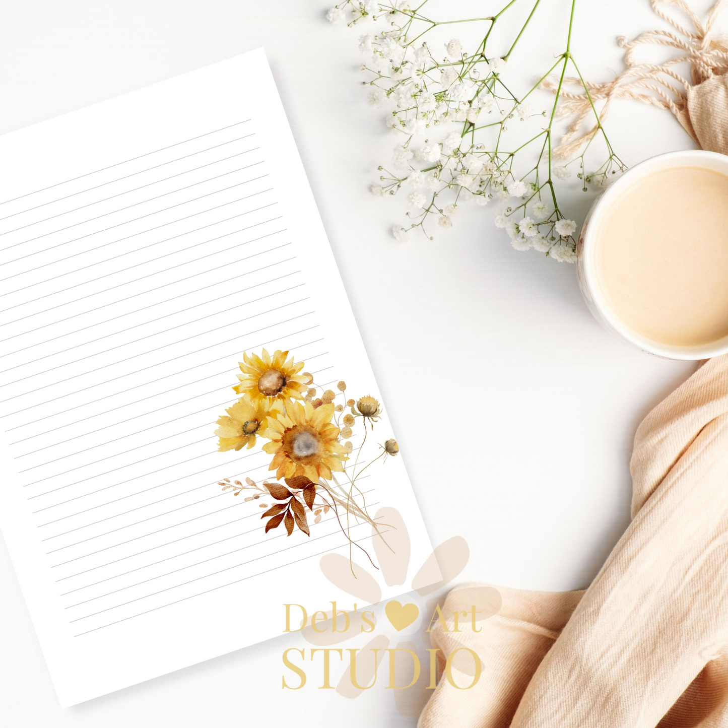 Letter Writing Paper | JW Printable | Letterheads | Sunflower Print