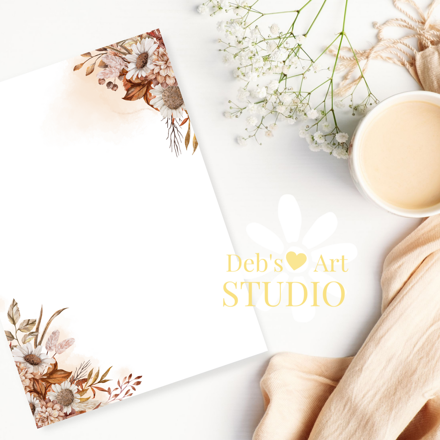 Letter Writing Paper | JW Printable | Letterheads, Autumn Boho Flowers