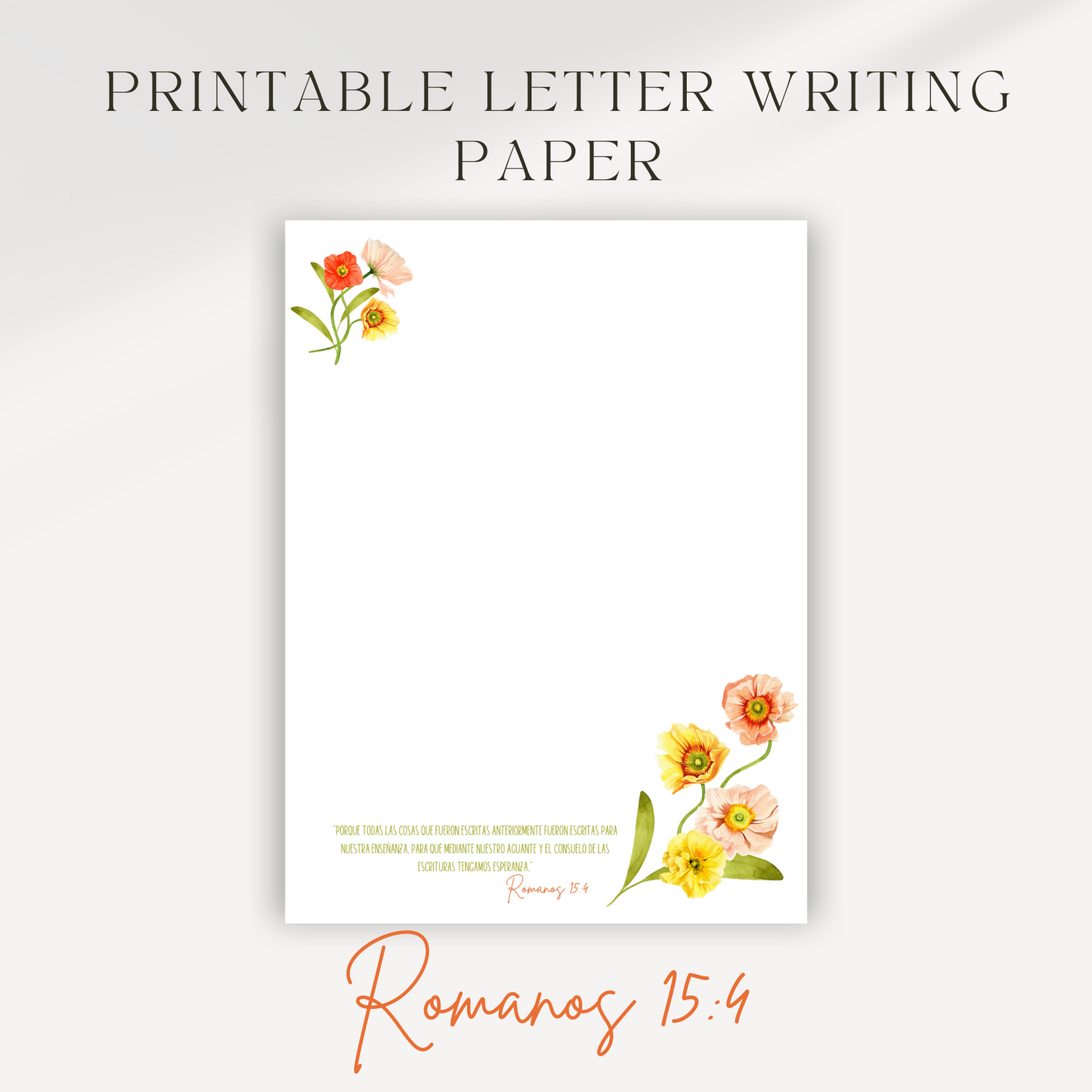 Romans 15:4, JW Letter Writing Paper | Spanish | Spring Boho Flowers