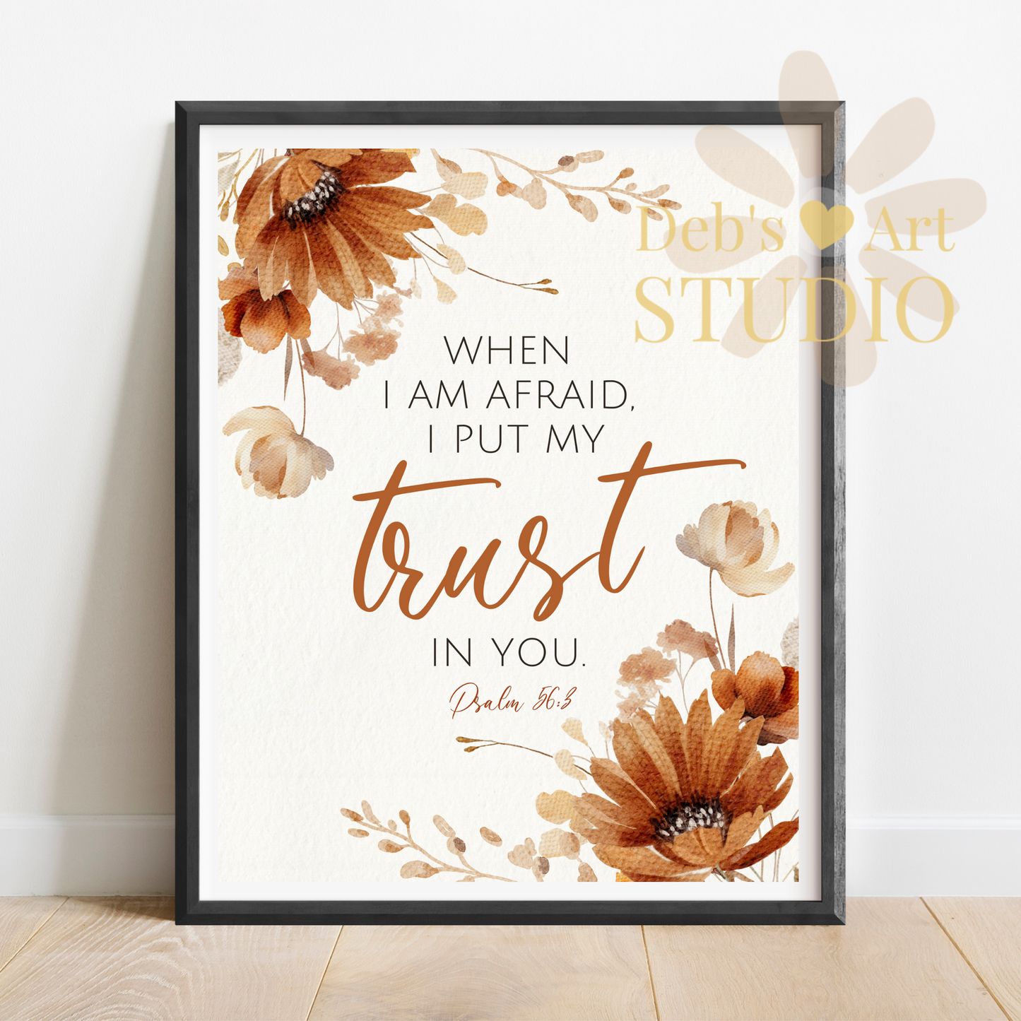 2024 JW Year Text - Bible Verse Wall Art | Psalm 56:3 | Autumn Boho Flowers