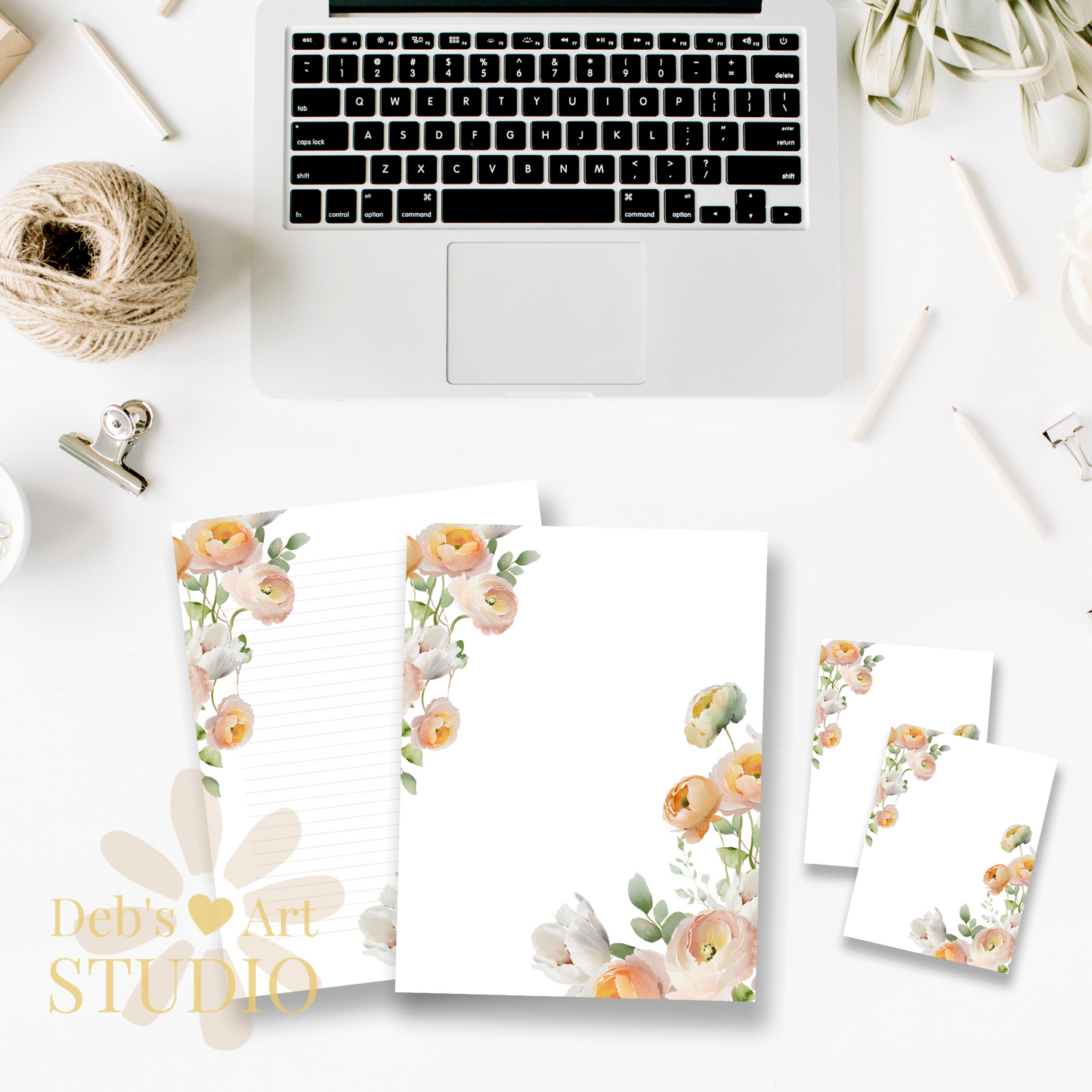 Letter Writing Paper | JW Printable | Letterheads | Peach Poppies