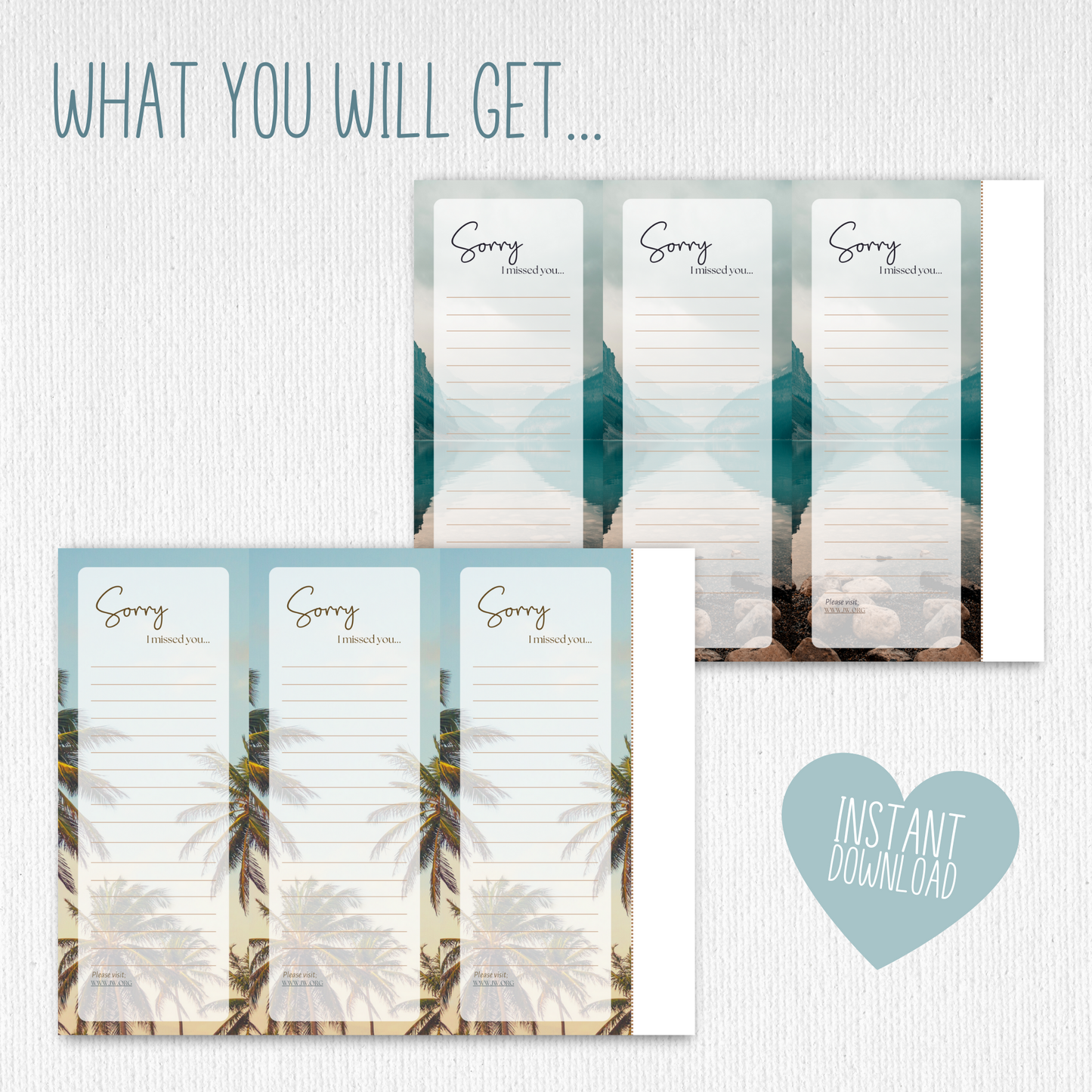 Return Visit Notes | JW Printable | For JW Tract Holder | Nature Landscape