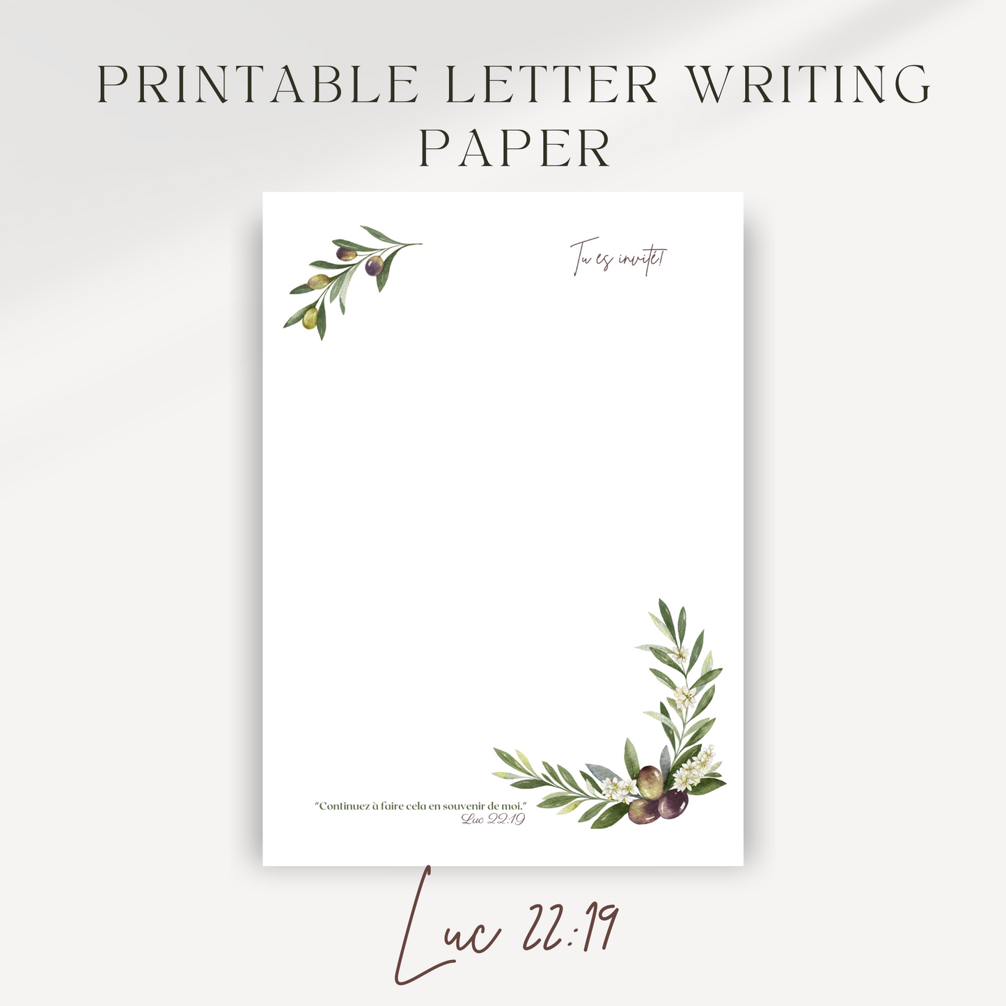 Memorial  2024 | Luke 22:19, JW Letter Writing | French | Olives