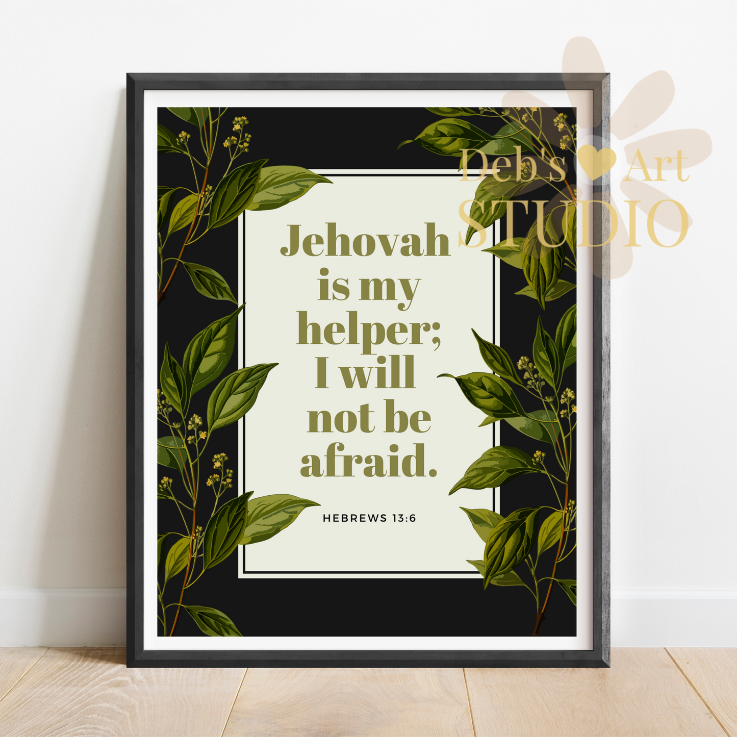 Hebrews 13:6 Bible Verse Wall Art | JW Gift | Botanical Leaves Print