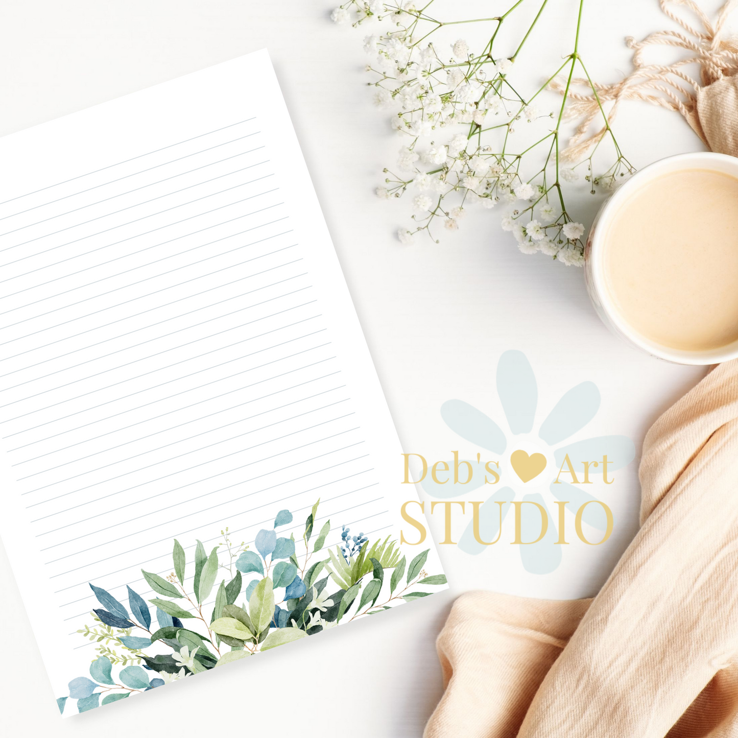 Printable Letter | Eucalyptus Bouquet | Letter Writing Notepaper