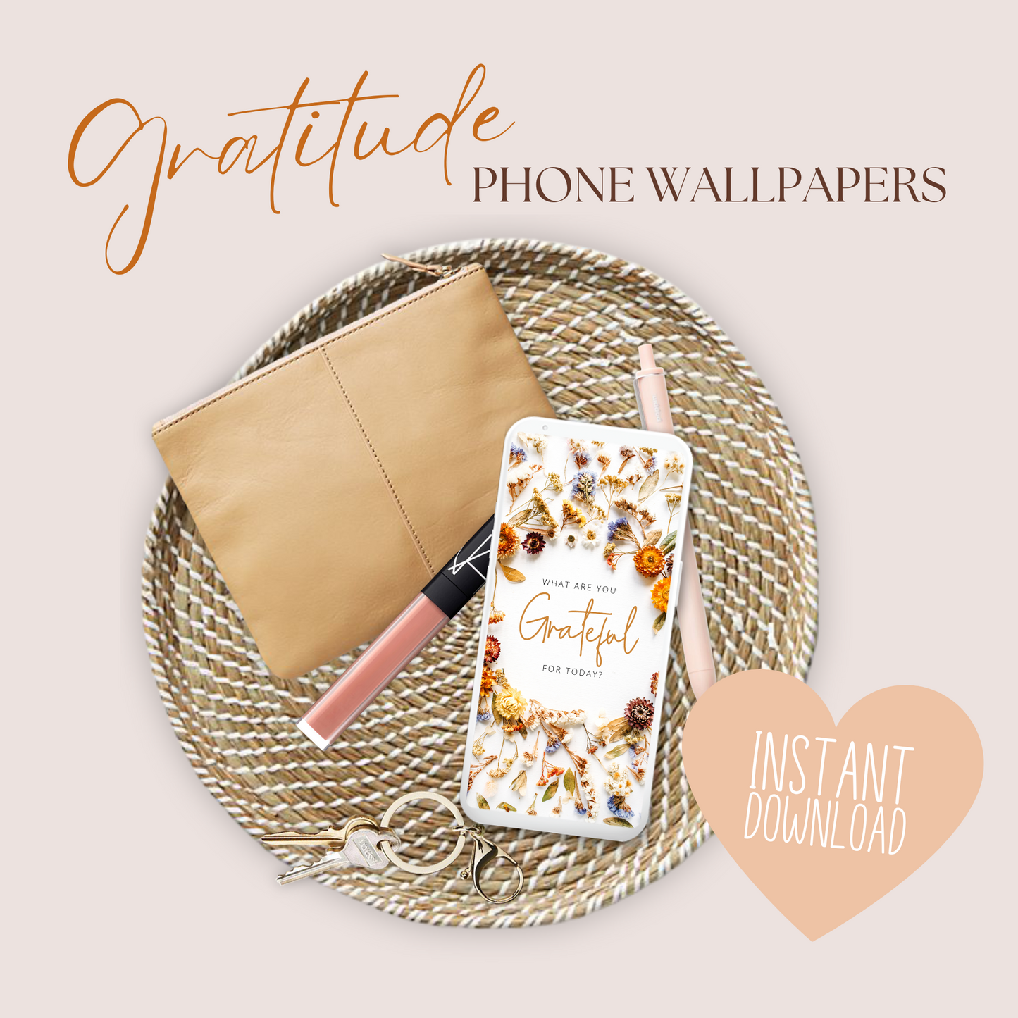 Freebie Gratitude Quote Wallpaper | JW Gift | Paper Flowers