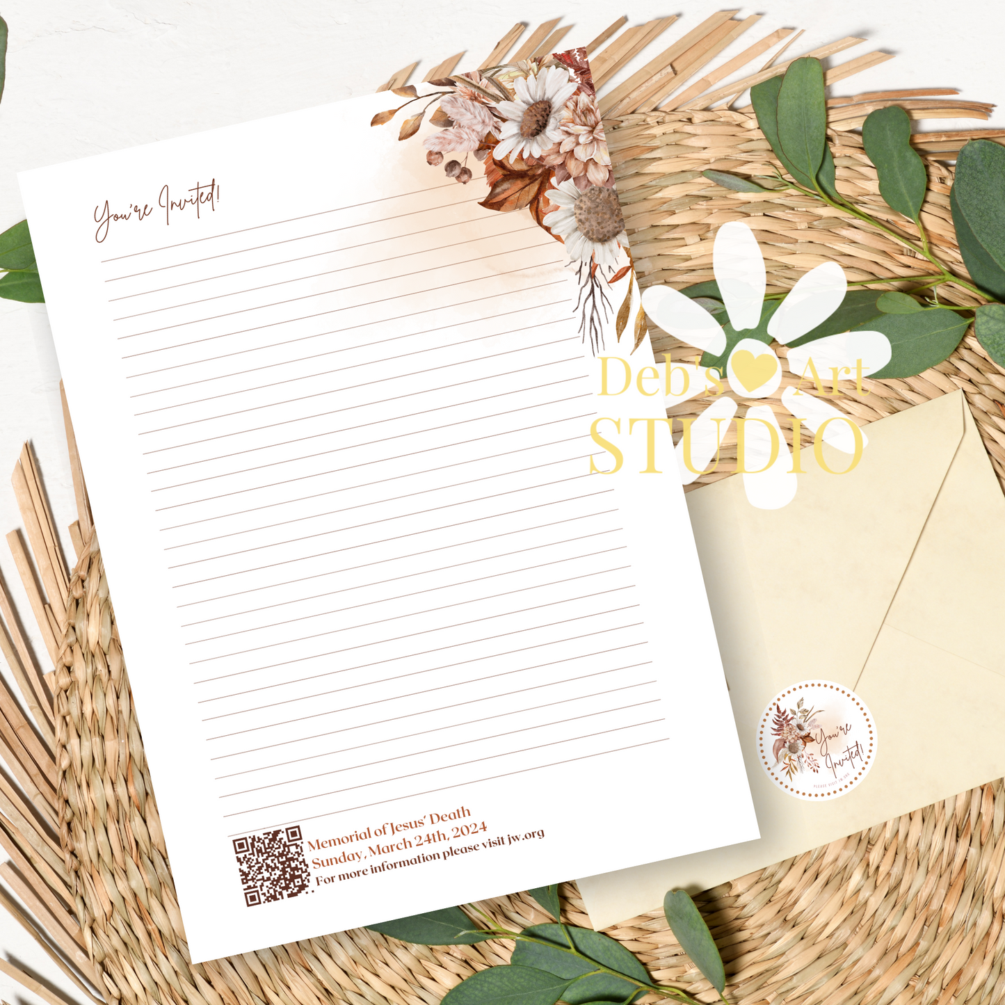 Visit jw.org, JW Envelope Stickers, Memorial Invite, Autumn Boho