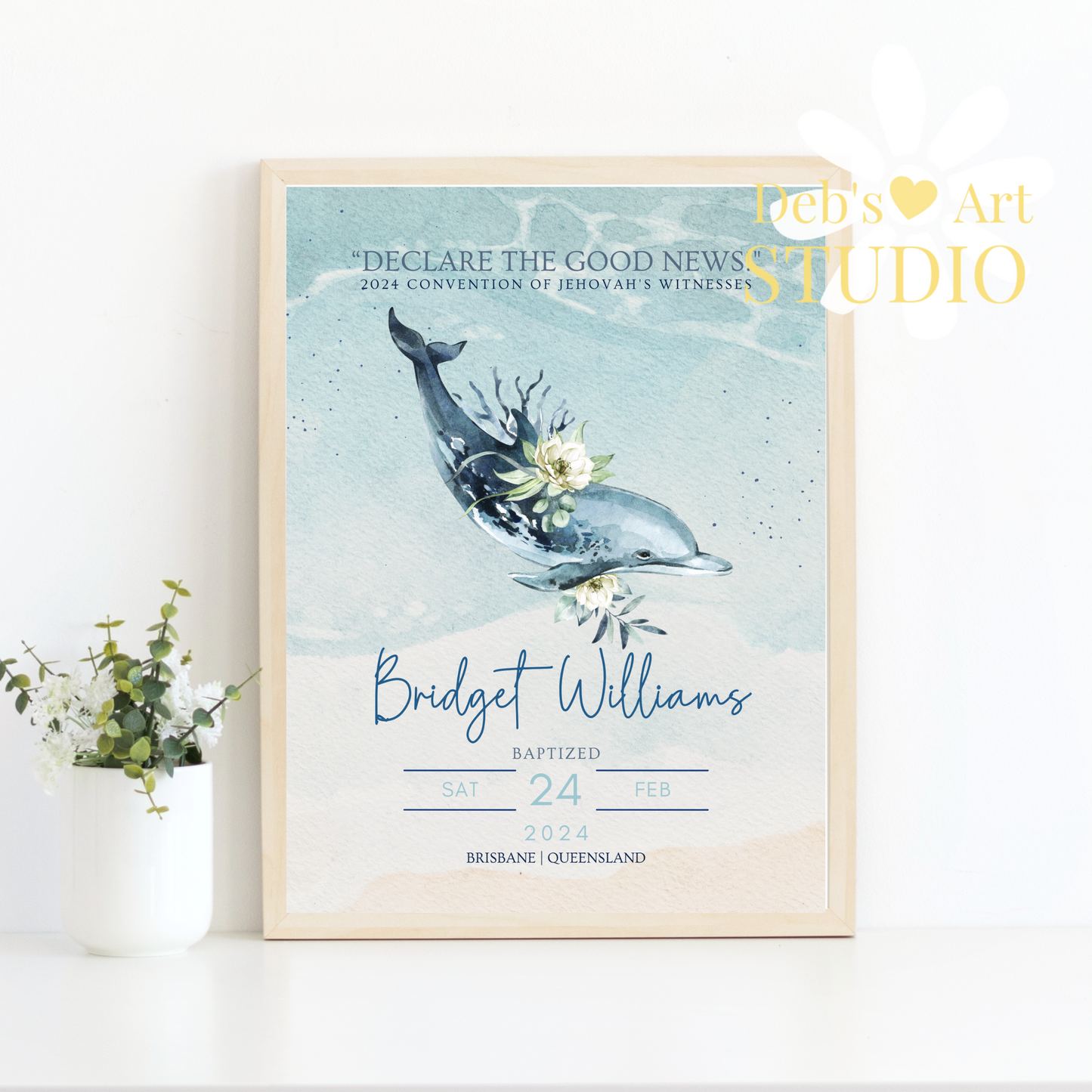 JW Baptism Gift | Baptism Keepsake | Ocean Fauna, Flora | Customisable