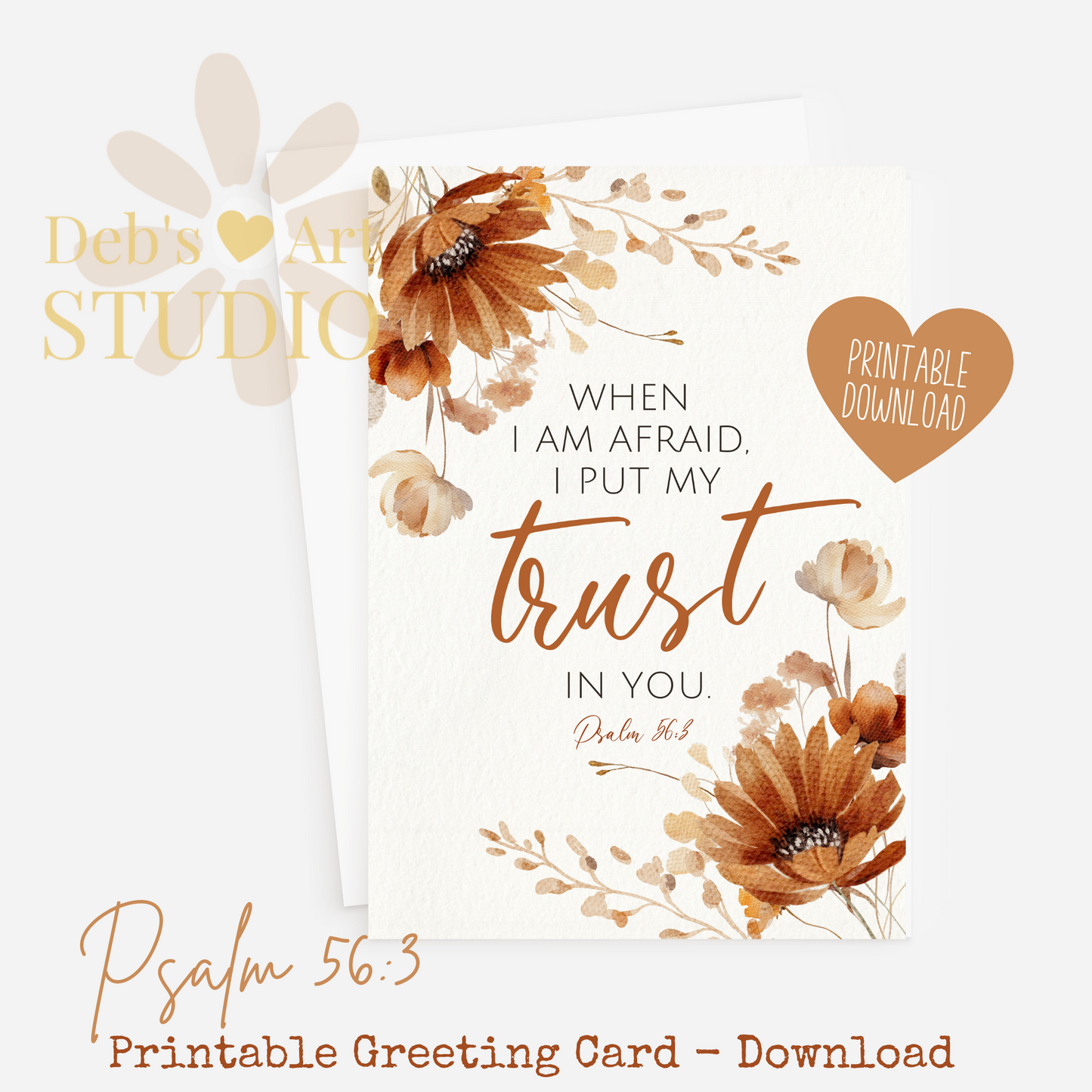 JW Greeting Card | Psalm 56:3 | 2024 Year Text | Autumn Flowers