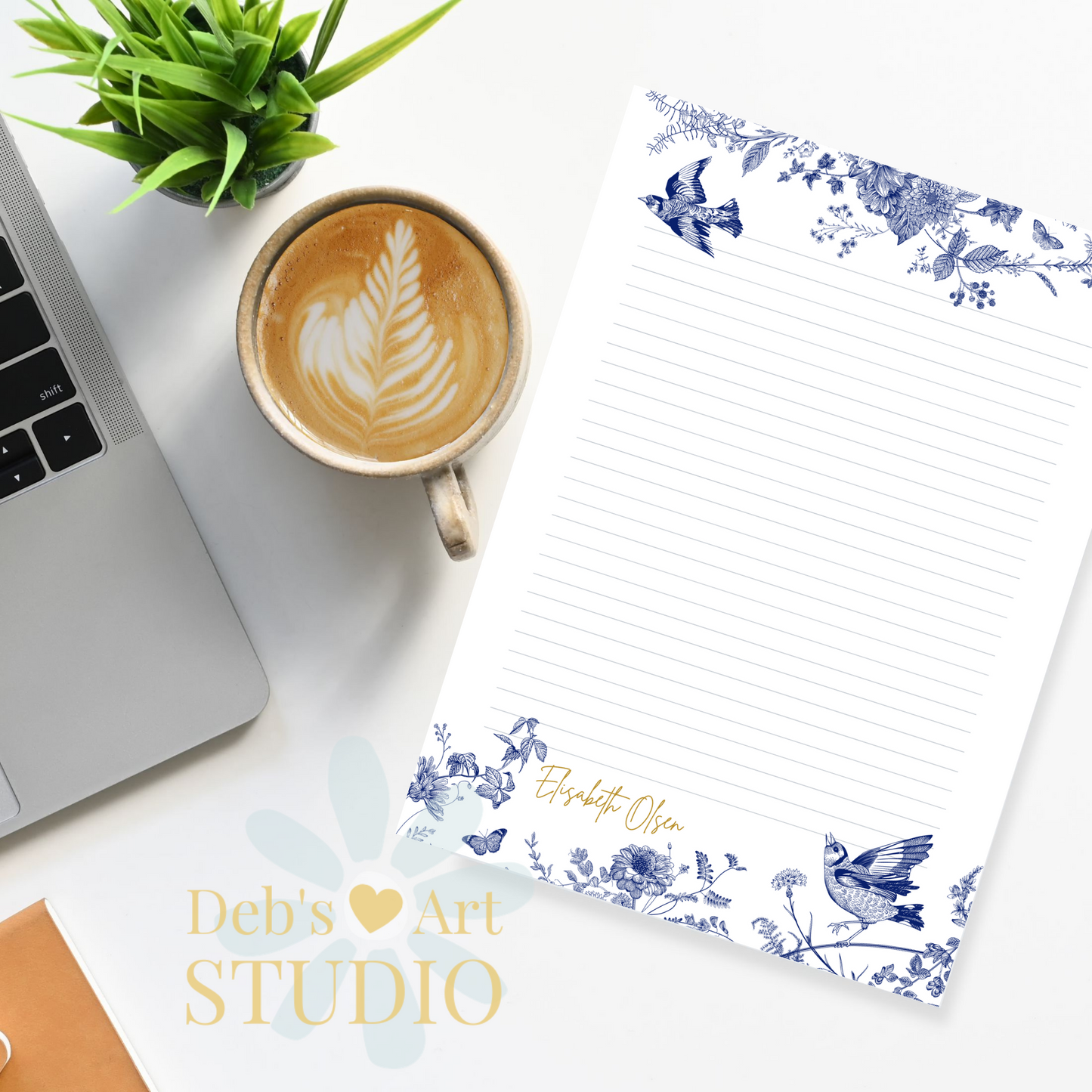 Personalised Stationery Editable | Blue Hamptons Writing Paper