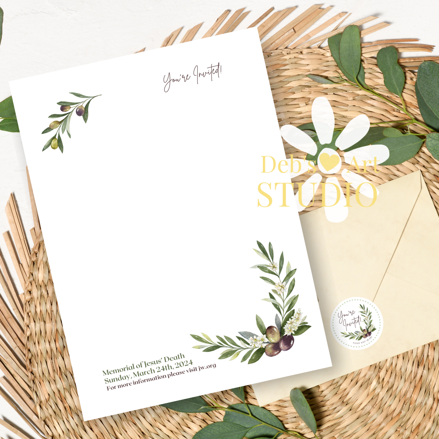 Memorial Invitation | Envelope Stickers | Memorial Campaign | Olives