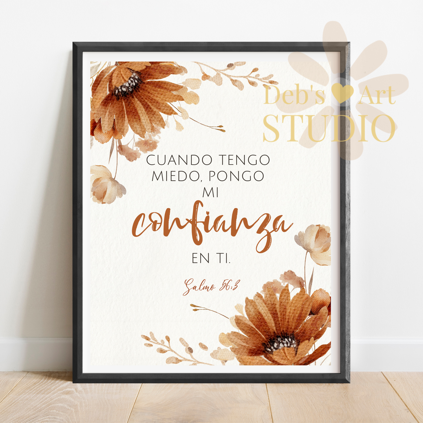 2024 JW Year Text - Spanish Wall Art | Salmo 56:3 | Autumn Flowers