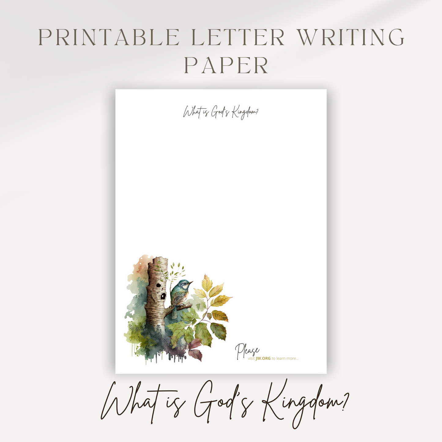 God's Kingdom Letter Writing Paper | JW Letterhead | Forest Birds