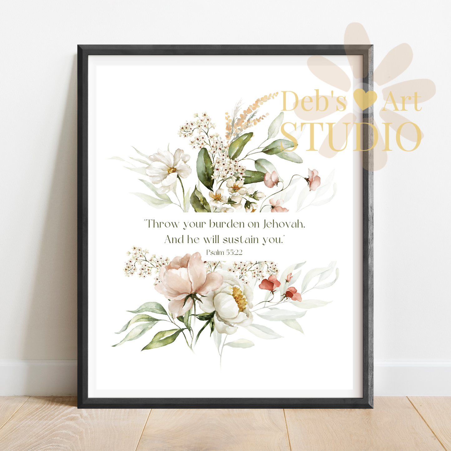 Throw Your Burden on Jehovah | Psalm 55:22 | Bible Verse Wall Art