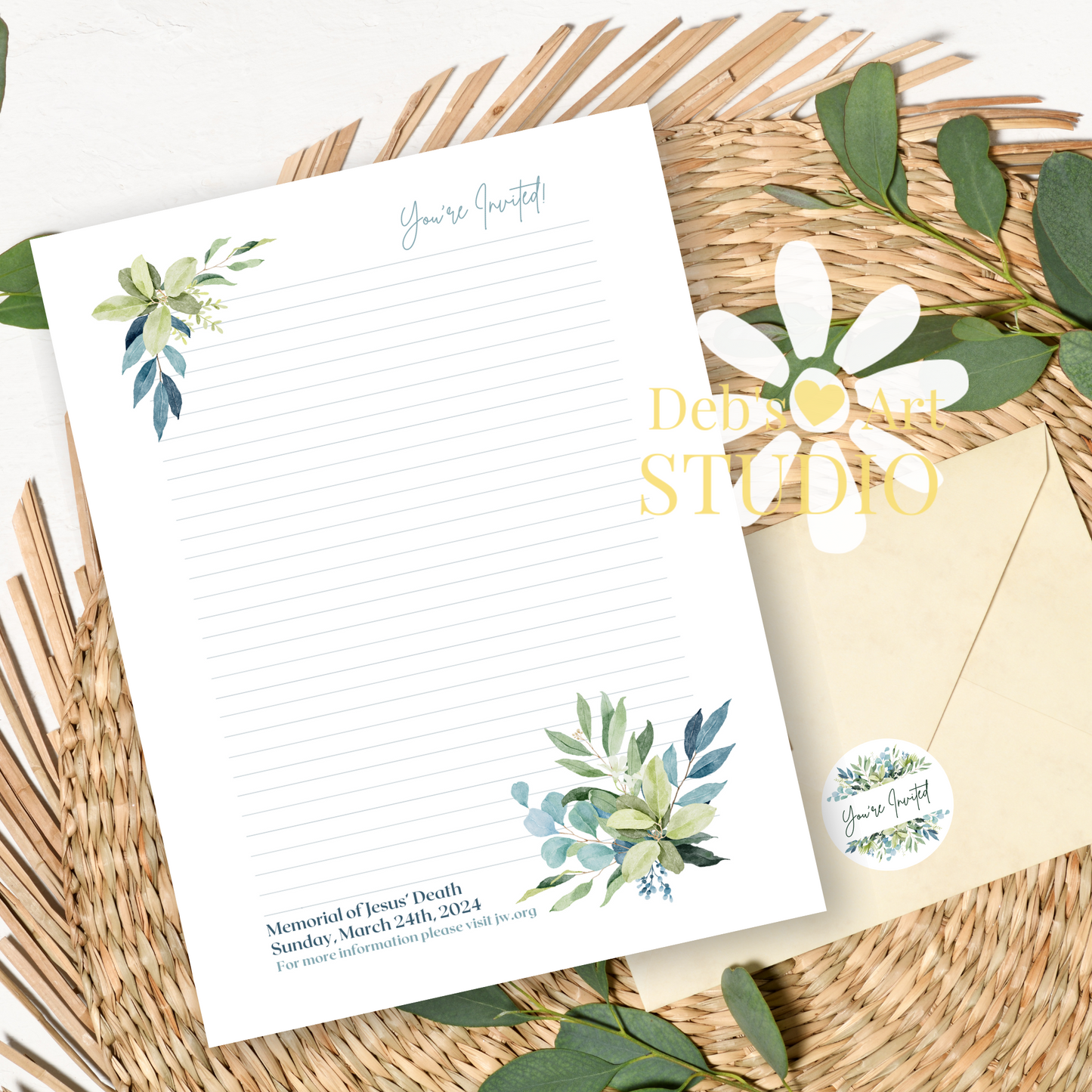 Memorial | Envelope Stickers | JW Letter Writing | Eucalyptus Leaves