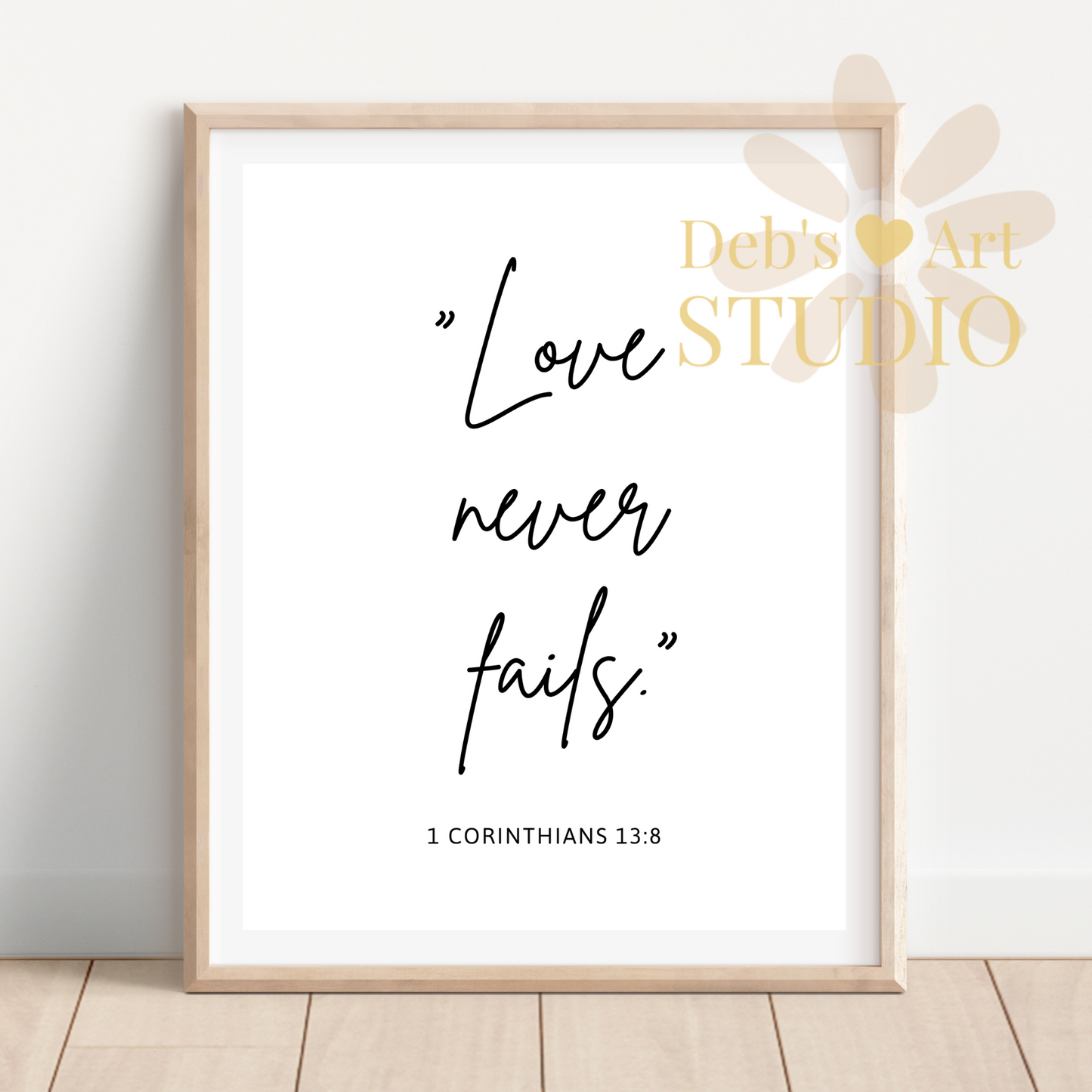 Love Never Fails, Bible Verse Wall Art | 1 Corinthians 13:8 | JW Gift