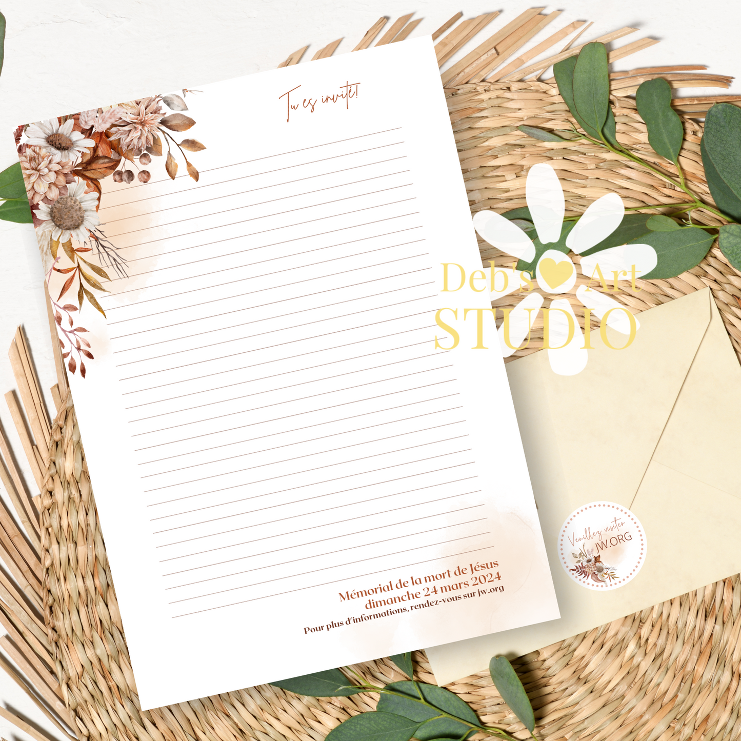 Visit jw.org, French, Envelope Stickers, Memorial Invite, Autumn Boho