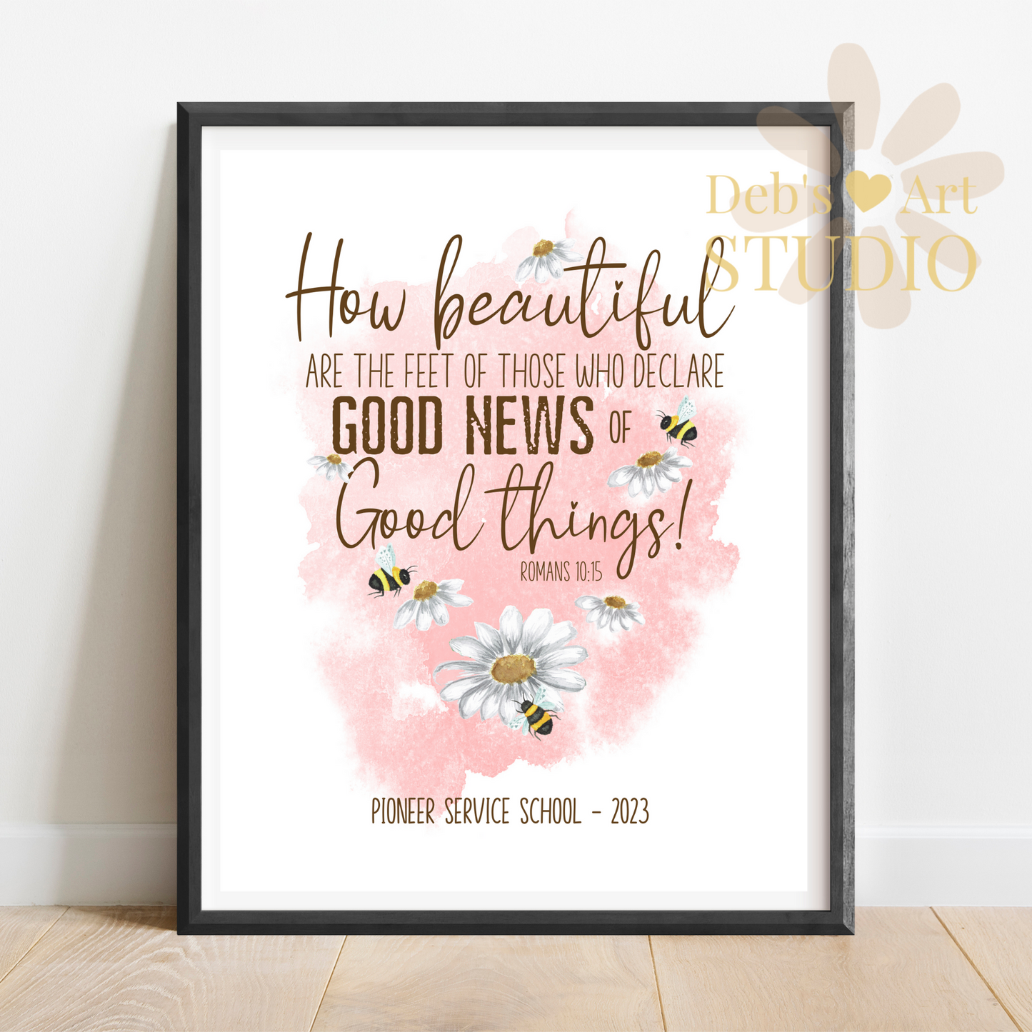 Romans 10:15, Bible Verse Wall Art | JW Pioneer Gifts | Pioneer School | Pink