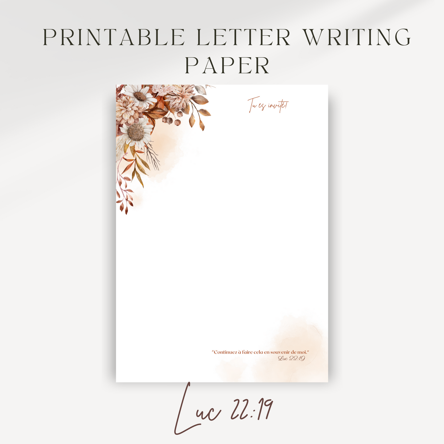 Memorial Invitation 2024 | French | Luke 22 19 | Autumn Boho, JW Letter