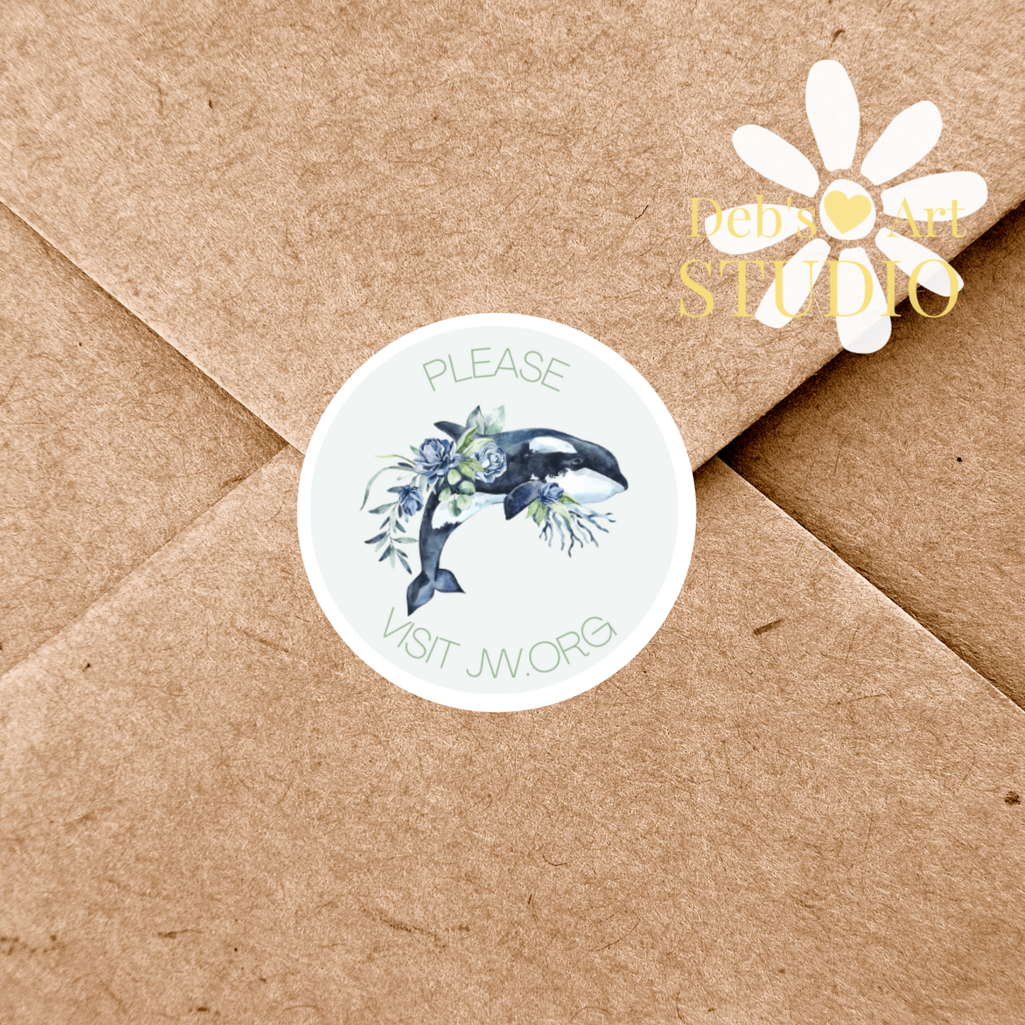 Please Visit jw.org | Envelope Stickers | Ocean Fauna and flora