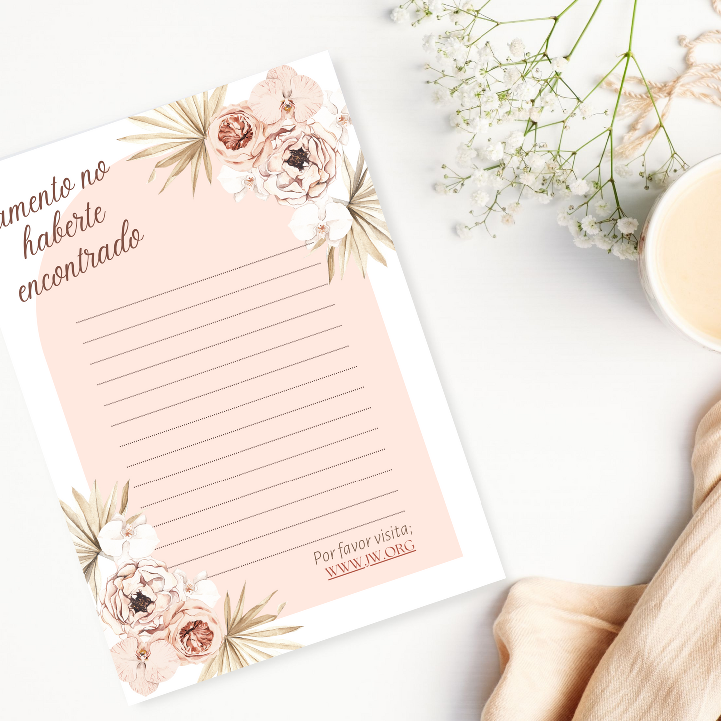 Spanish, Return Visit Notes | JW Letter Writing | Sunflower Print