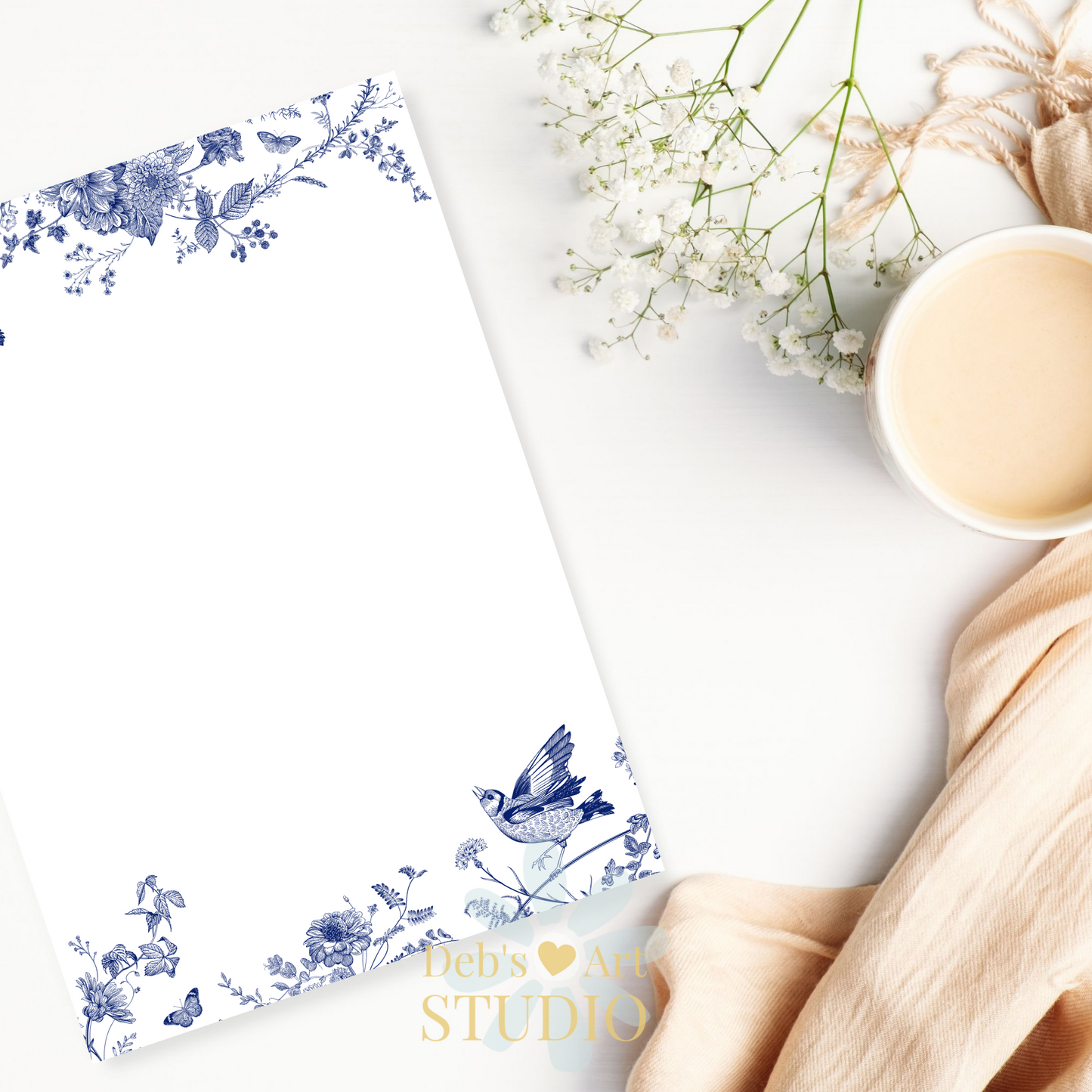 Letter Writing Paper | JW Printable | Letterheads | Blue Flowers