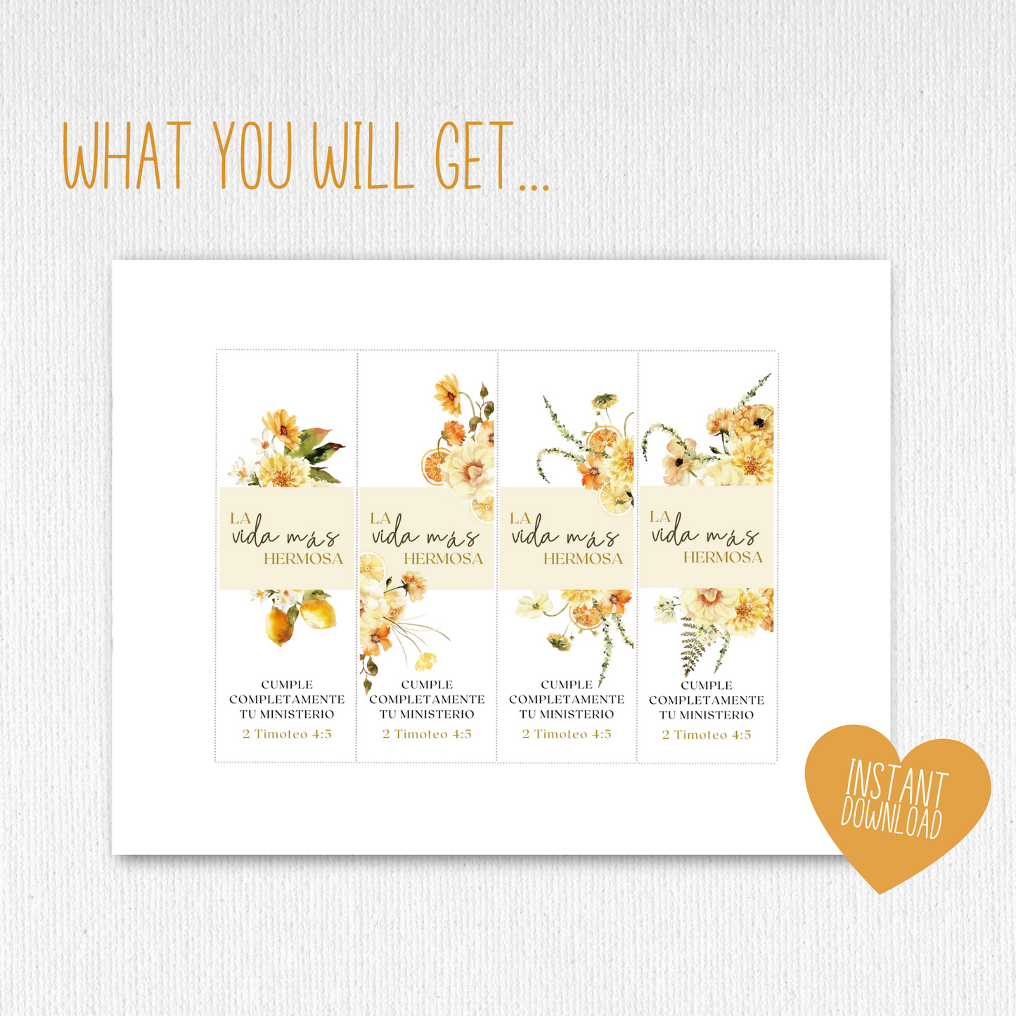 Best Life Ever | JW Gifts | Spanish JW Bookmark | Lemon Boho Flowers