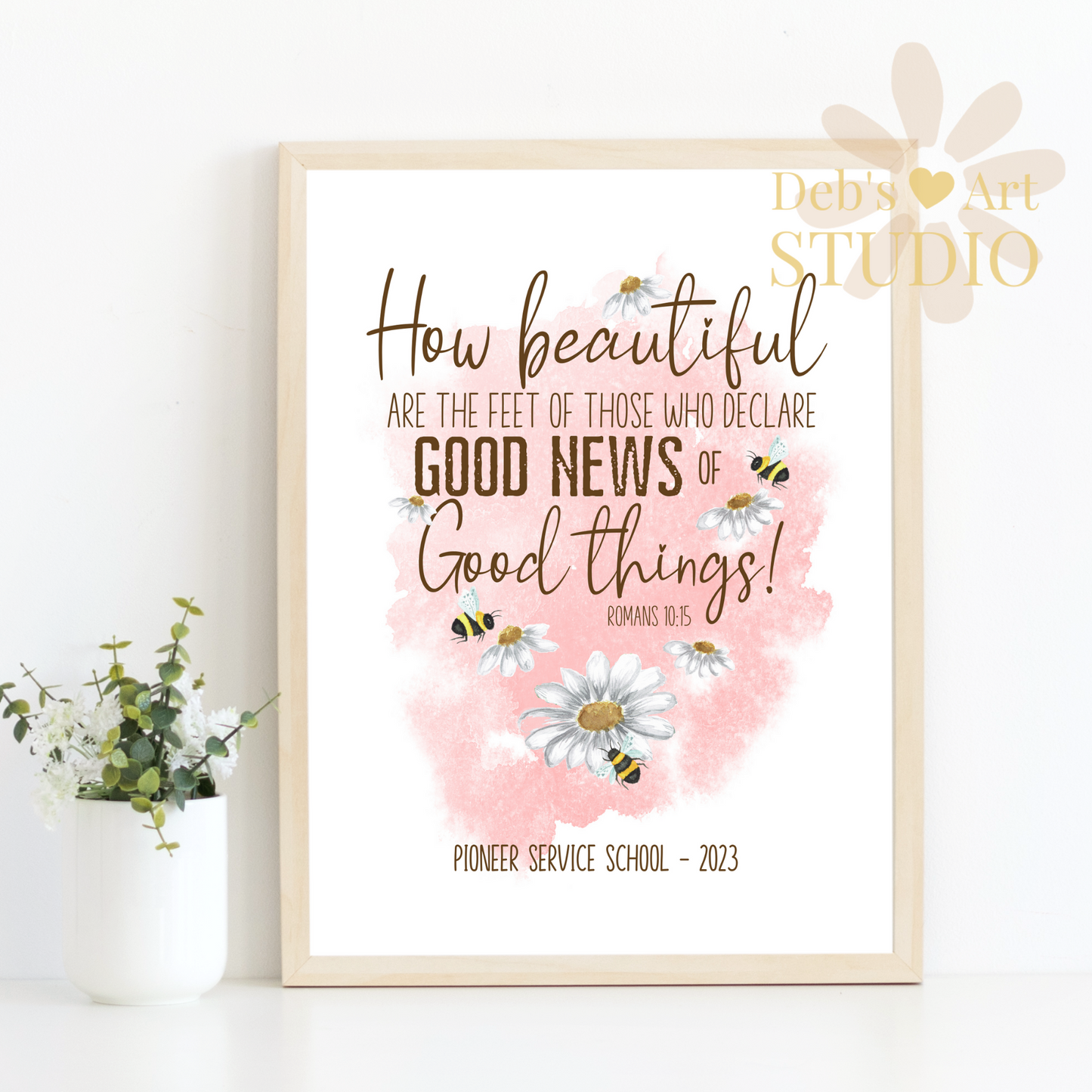 Romans 10:15, Bible Verse Wall Art | JW Pioneer Gifts | Pioneer School | Pink