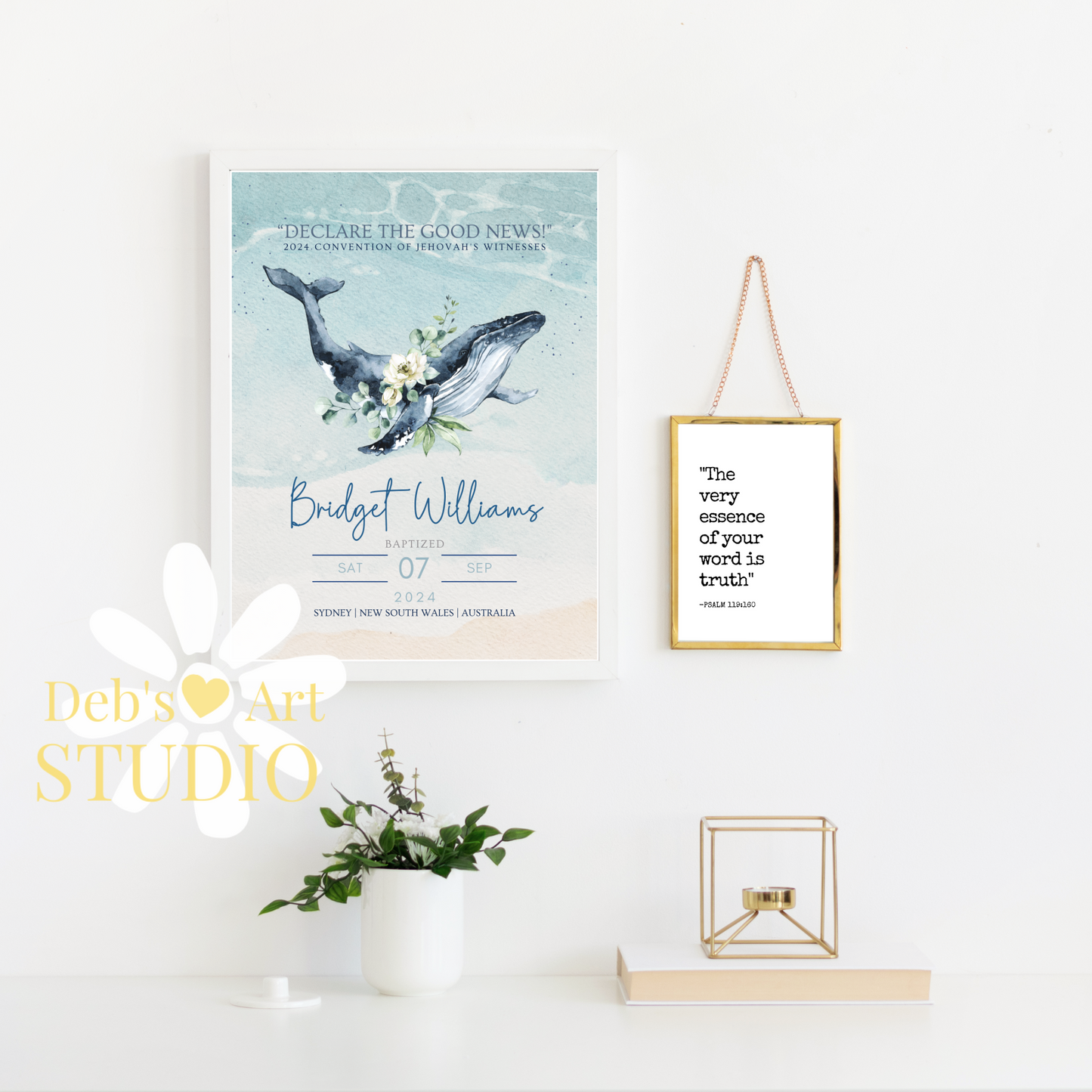 JW Baptism Gift | Baptism Keepsake | Ocean Fauna, Flora | Customisable