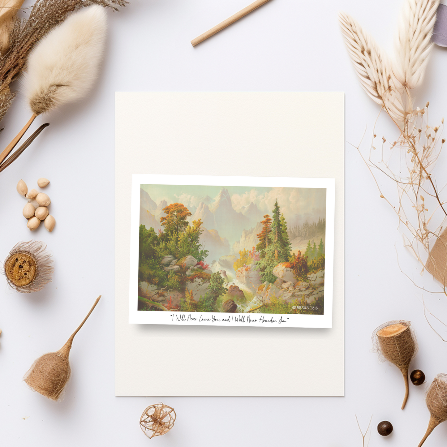 JW Greeting Card, Hebrews 13:5 | JW Gift | Vintage Landscape Postcard