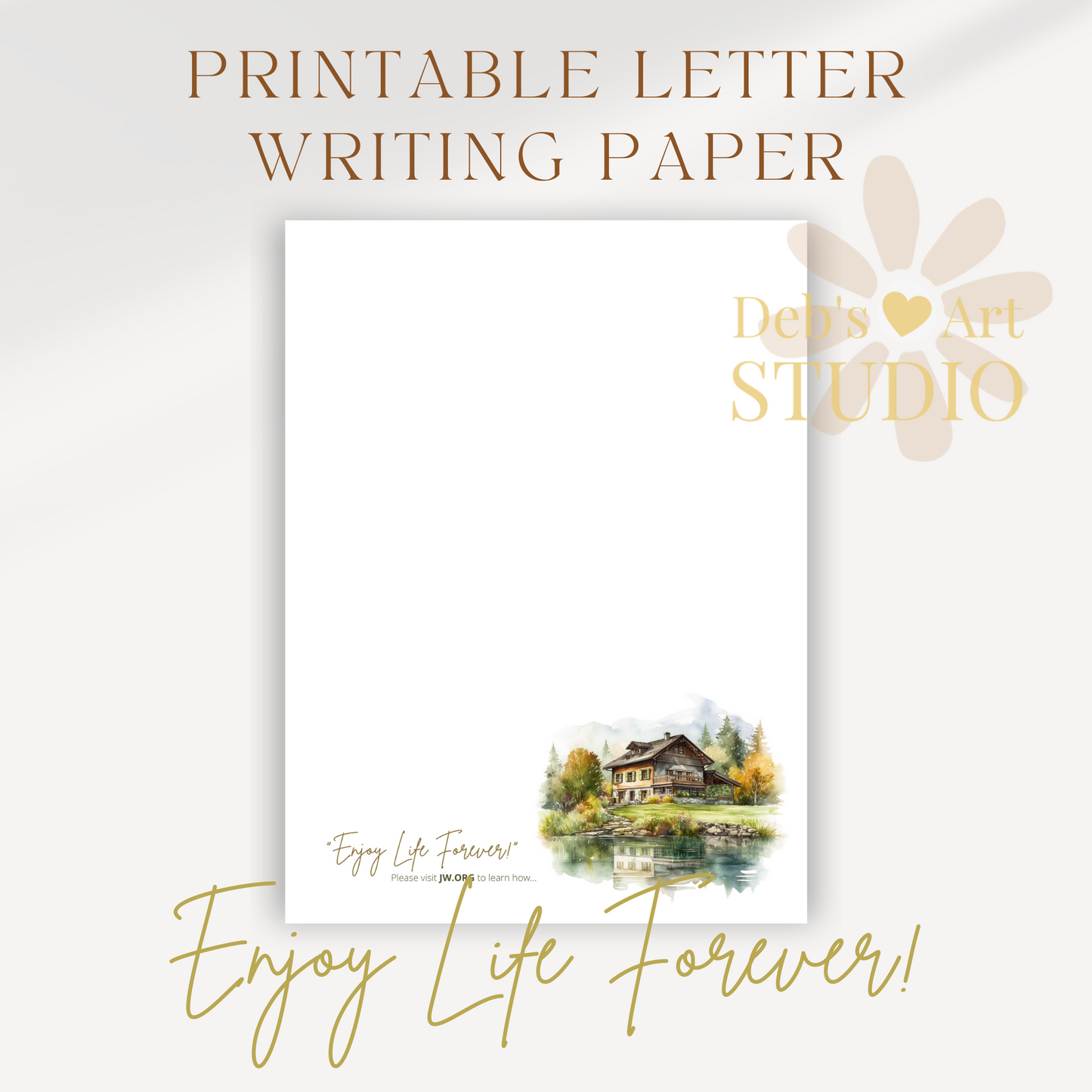 Enjoy Life Forever, JW Letter Writing Paper | Mountain landscape