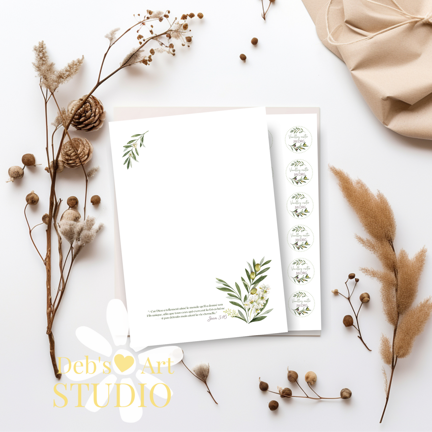 You're Invited | Envelope Stickers | French | Olive Branch