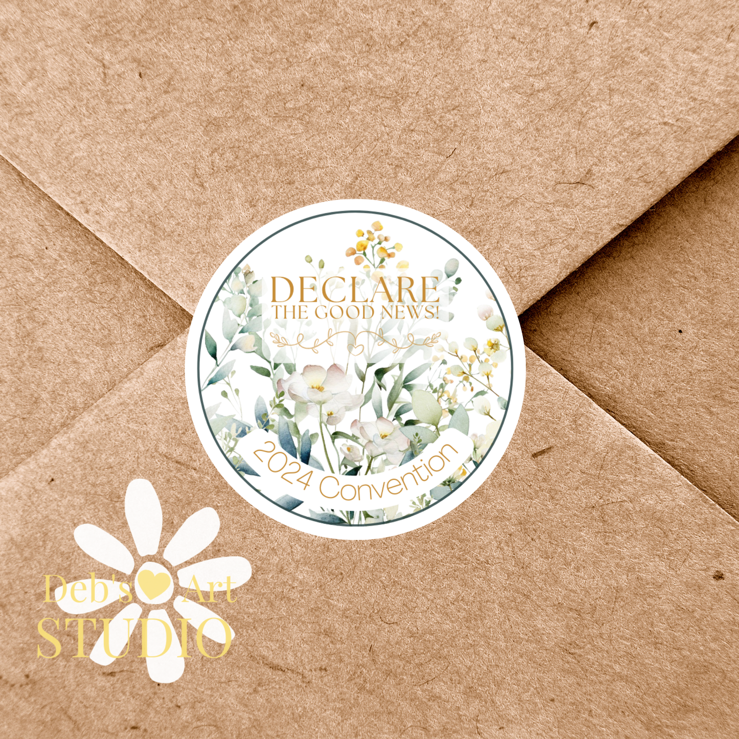 2024 Good News Convention | JW Envelope Stickers | Green Wildflowers