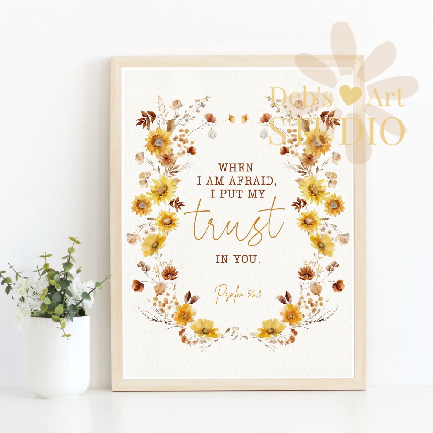 2024 JW Year Text - Bible Verse Wall Art | Psalm 56:3 | Boho Sunflowers