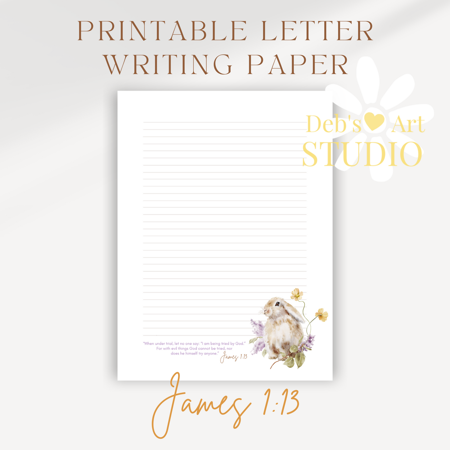 James 1:13, JW Letter Writing Paper | Lilac Blooms & Furry Friends