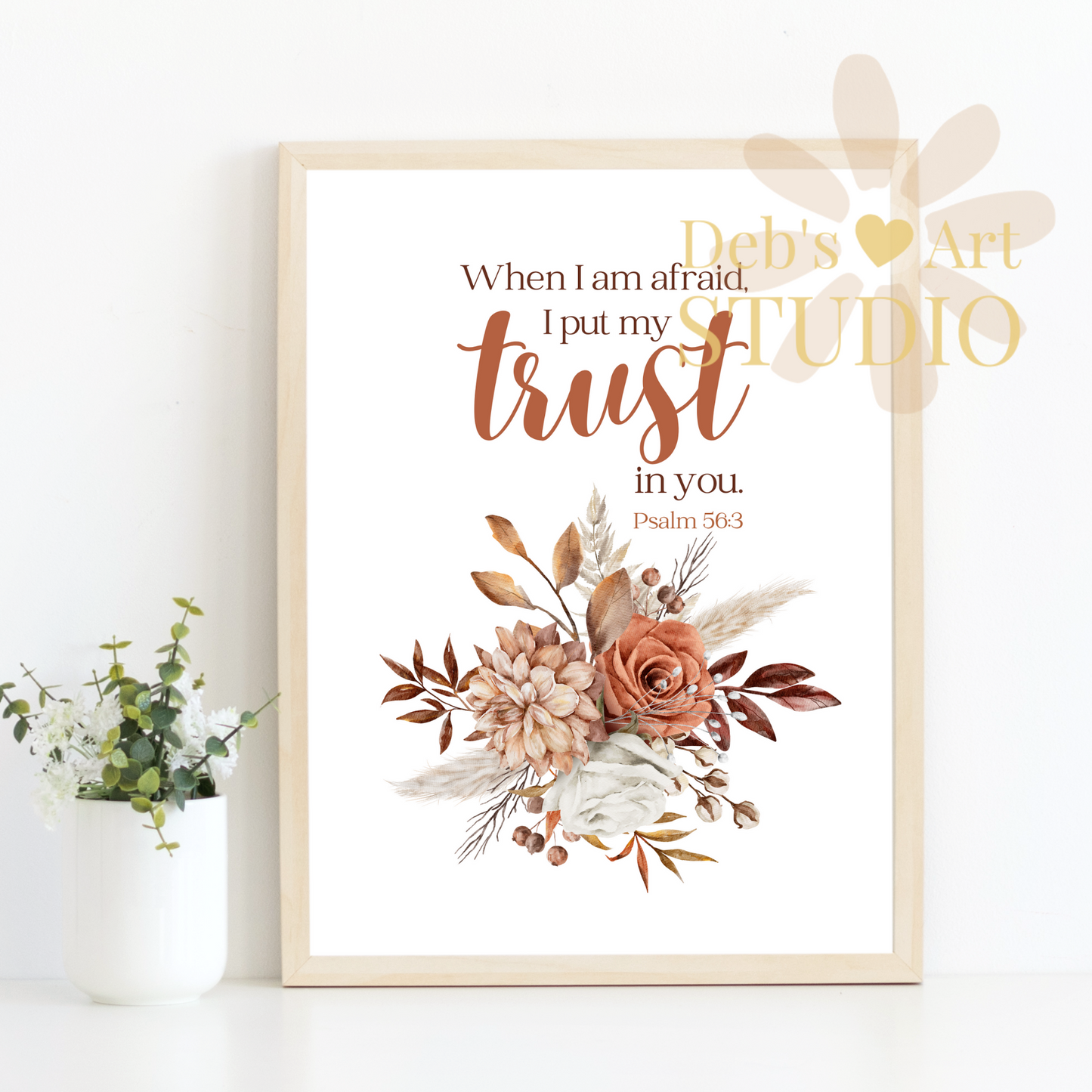 2024 JW Year Text - Bible Verse Wall Art | Psalm 56:3 | Boho Dried Flowers