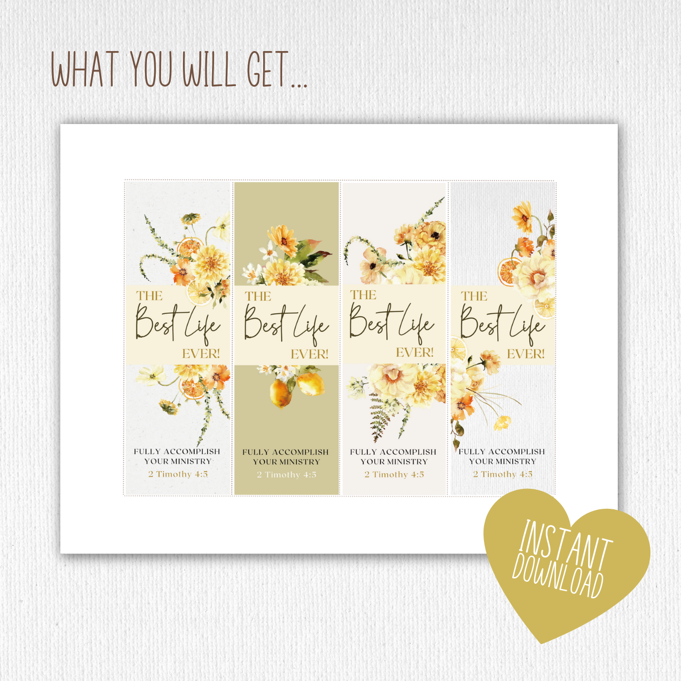 Best Life Ever | JW Gifts | Baptism | JW Bookmark | Lemon Boho Flowers