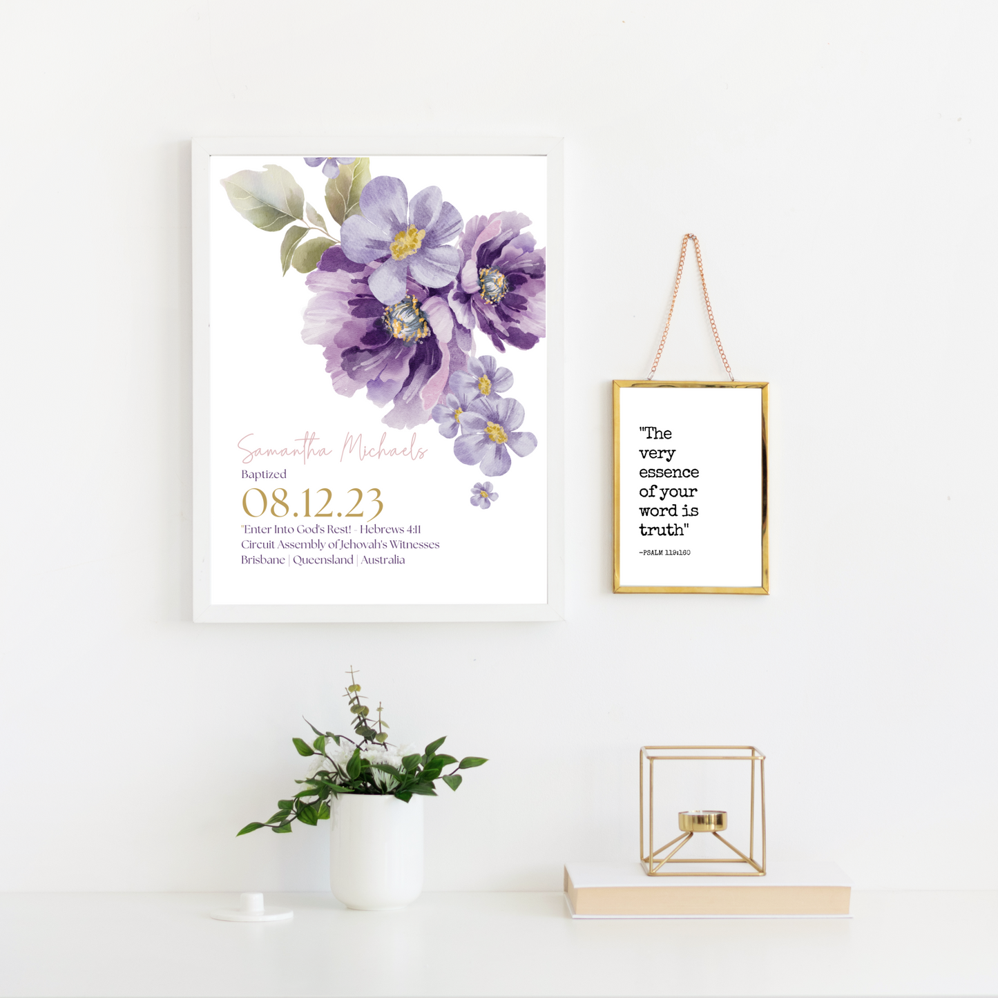 JW Baptism Gift | Baptism Keepsake | Lilac Blooms | Customizable Print