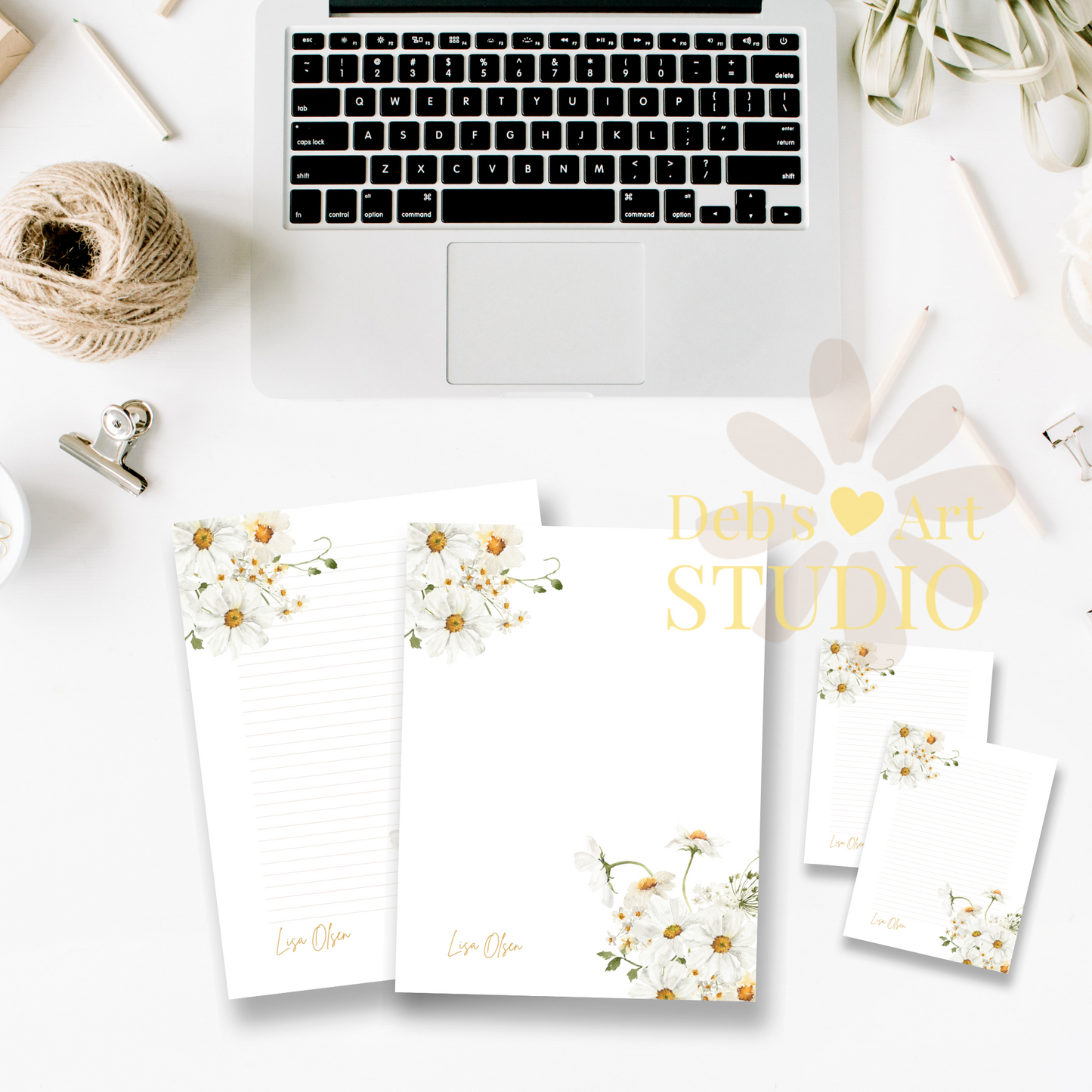 Personalised Stationery Editable Template | Daisy Writing Paper