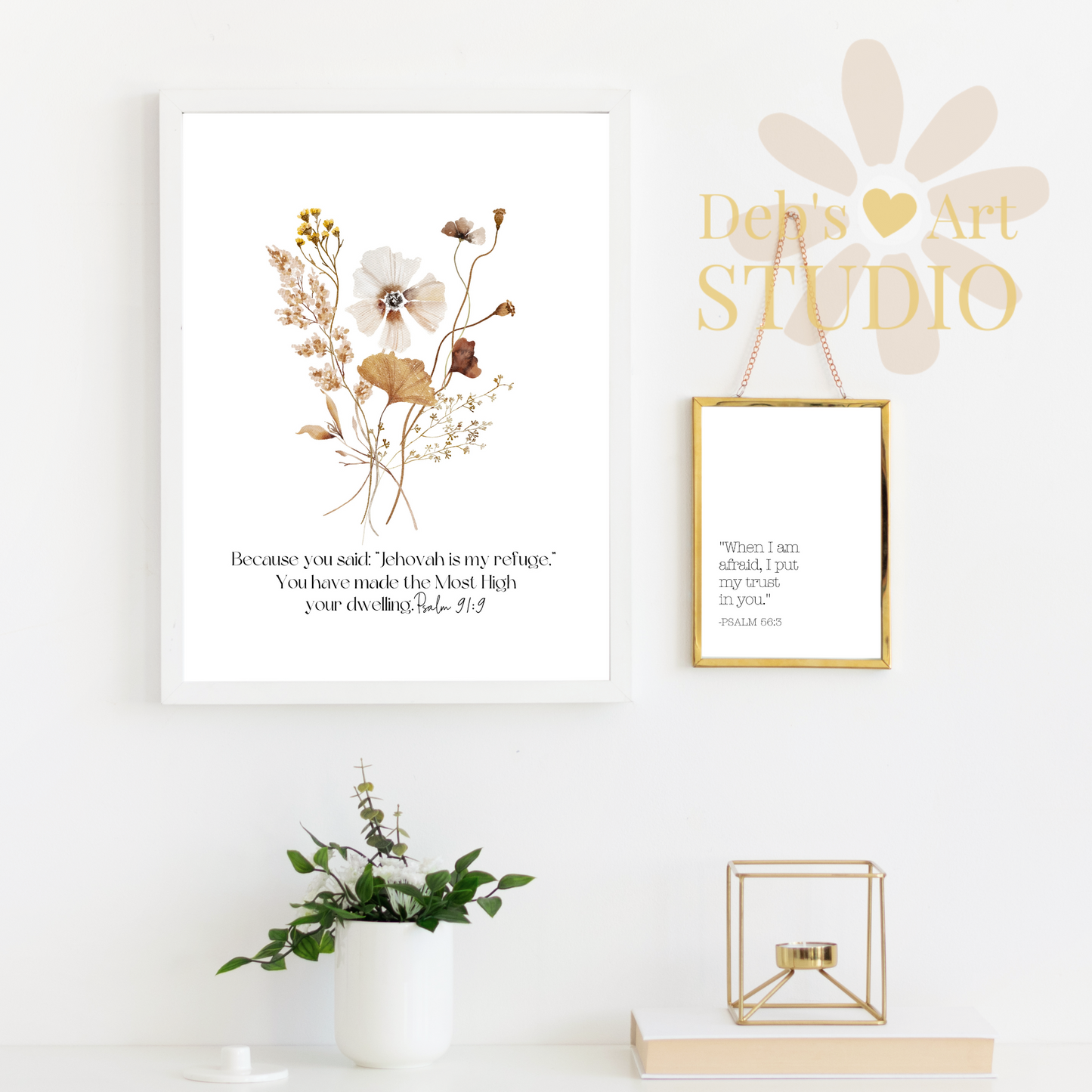 Psalm 91:9 Bible Verse Wall Art | JW Gift | Botanical Wildflowers