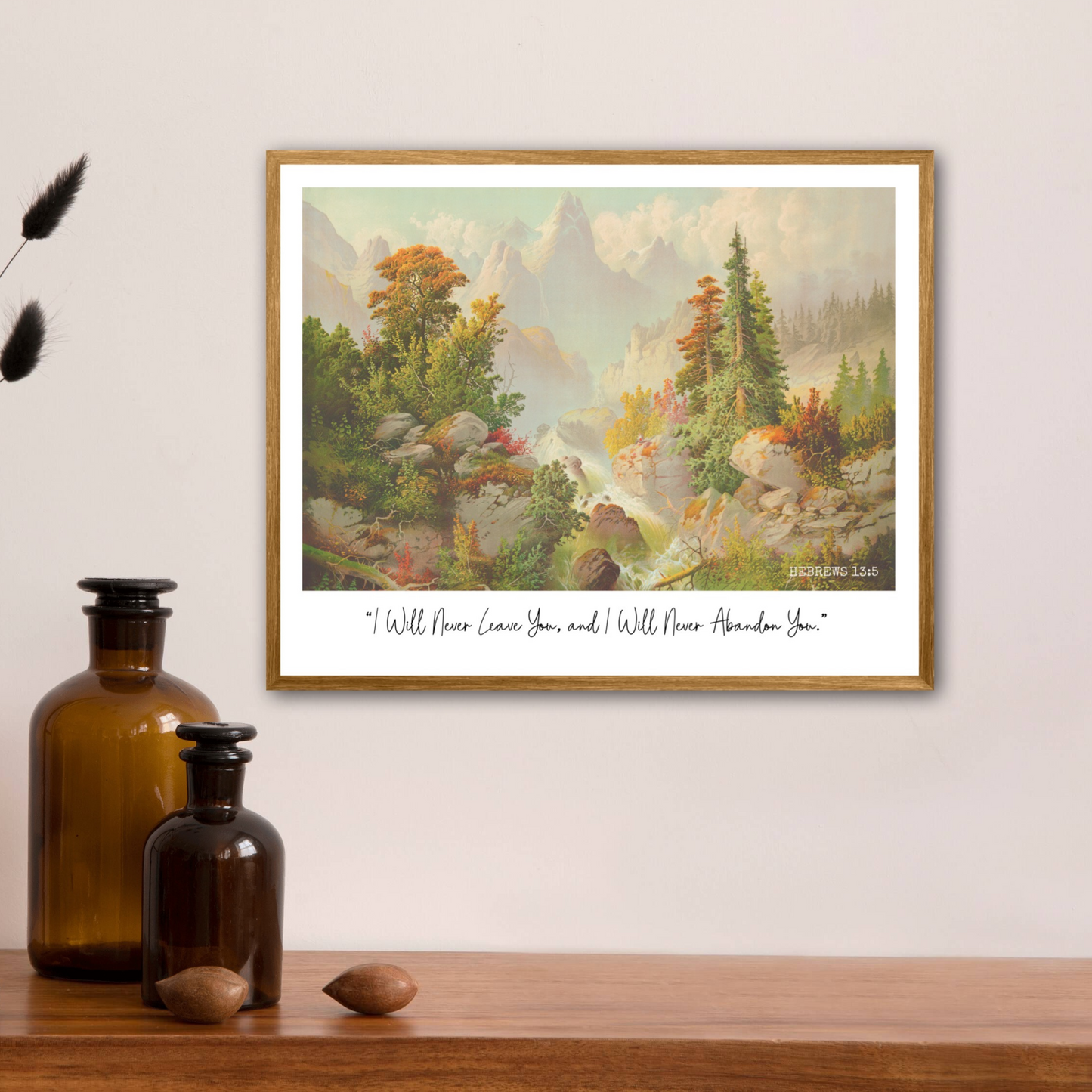 I Will Never Abandon You | Hebrews 13:5 | JW Wall Art | Vintage Landscape