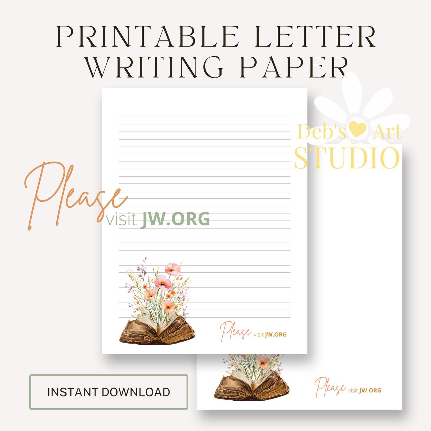 Visit jw.org, JW Letter Writing Paper | Note | Bible Peach flowers