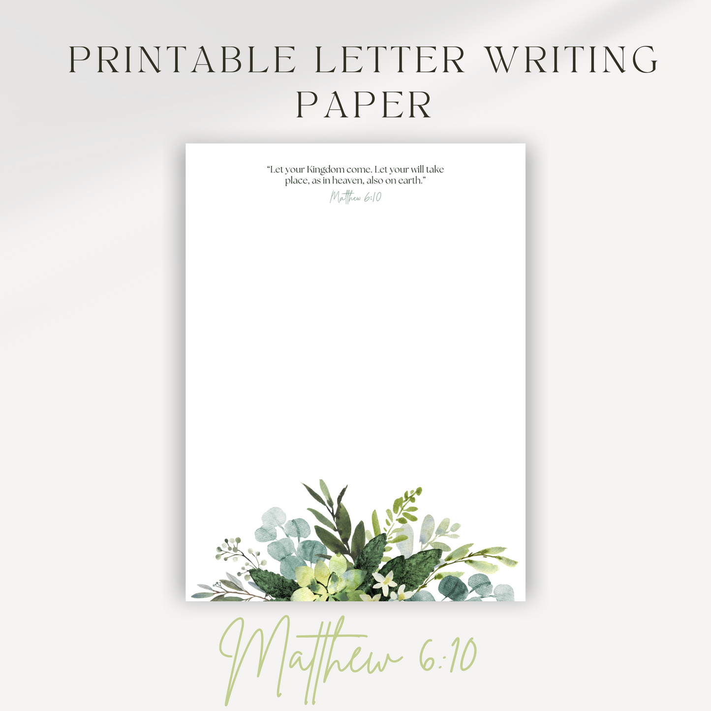 Matthew 6:10, JW Letter Writing Paper | Notepaper | Green Leaves