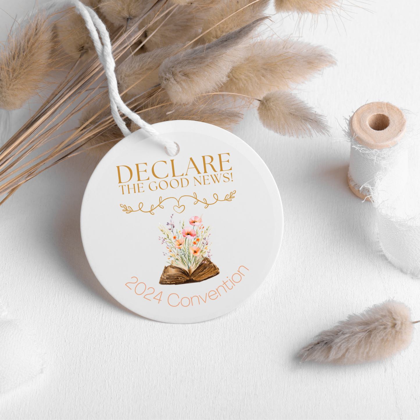 2024 Good News Convention | JW Gift Tag, Stickers | Peach Wildflowers